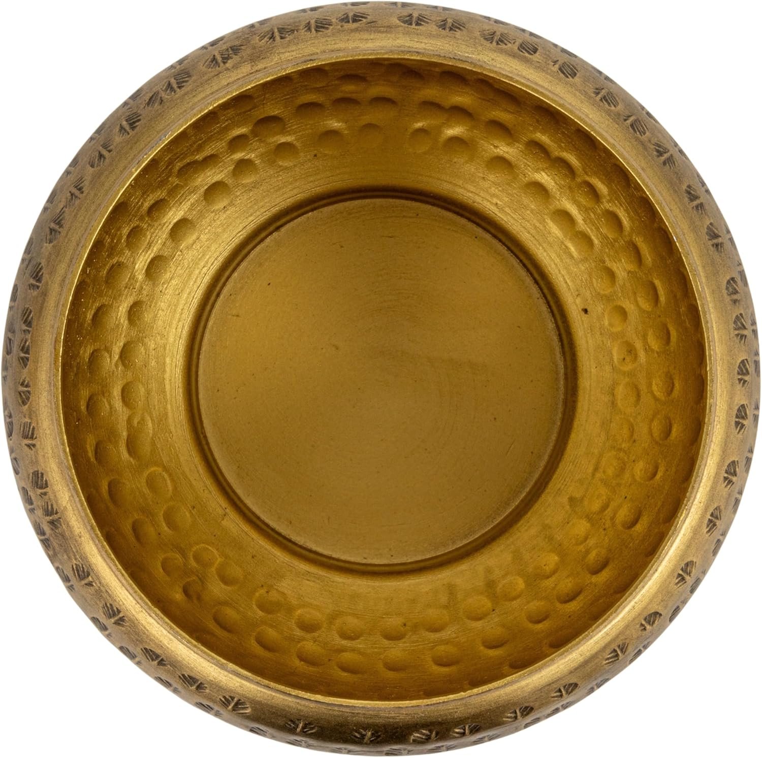 Creative Co-Op Round Hammered Metal Container with Butterfly Finial, Brass Finish - Image 3