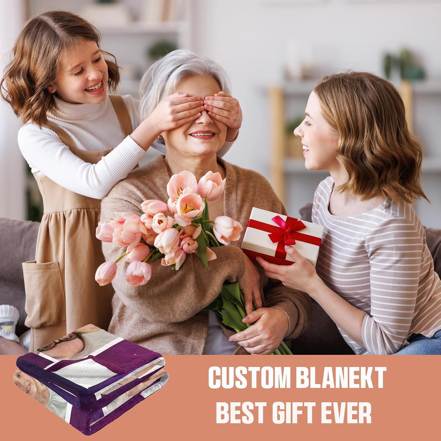 Gifts for Grandma Blanket from Grandkids Personalized Mothers Day Best Grandma Blanket Custom Blankets with Photos Customized Picture Throw Christmas Mothers Day Birthday Gifts - Image 5