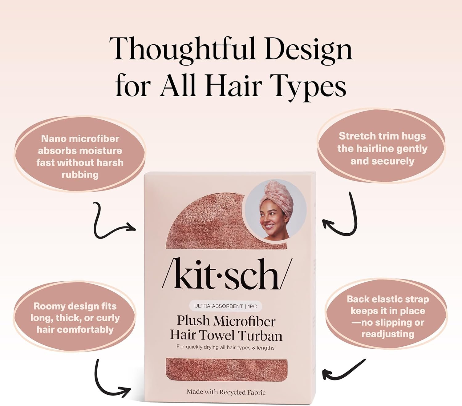 Kitsch Plush Microfiber Hair Towel Wrap for Women – Ultra Absorbent Microfiber Bath Towels for Wet, Curly, Long or Short Hair – Anti-Frizz Hair Wrap, Great Hair Care Gifts for Women - Image 4