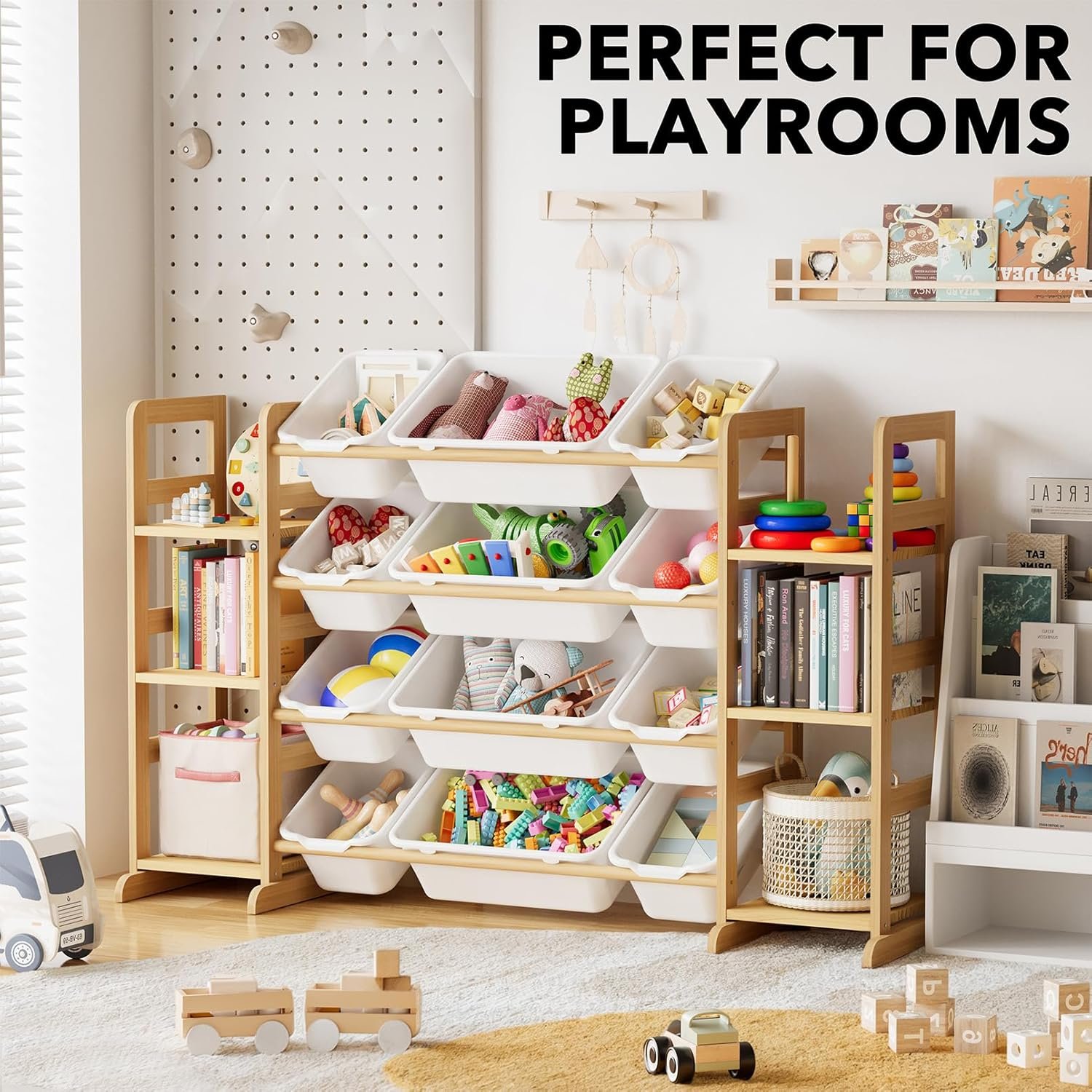 SpaceAid Toy Storage Organizer with 6 Shelves and 12 Bins, Bookshelf, Kids Shelf, Toy Box for Playroom Organization for Bedroom and Decor - Image 5