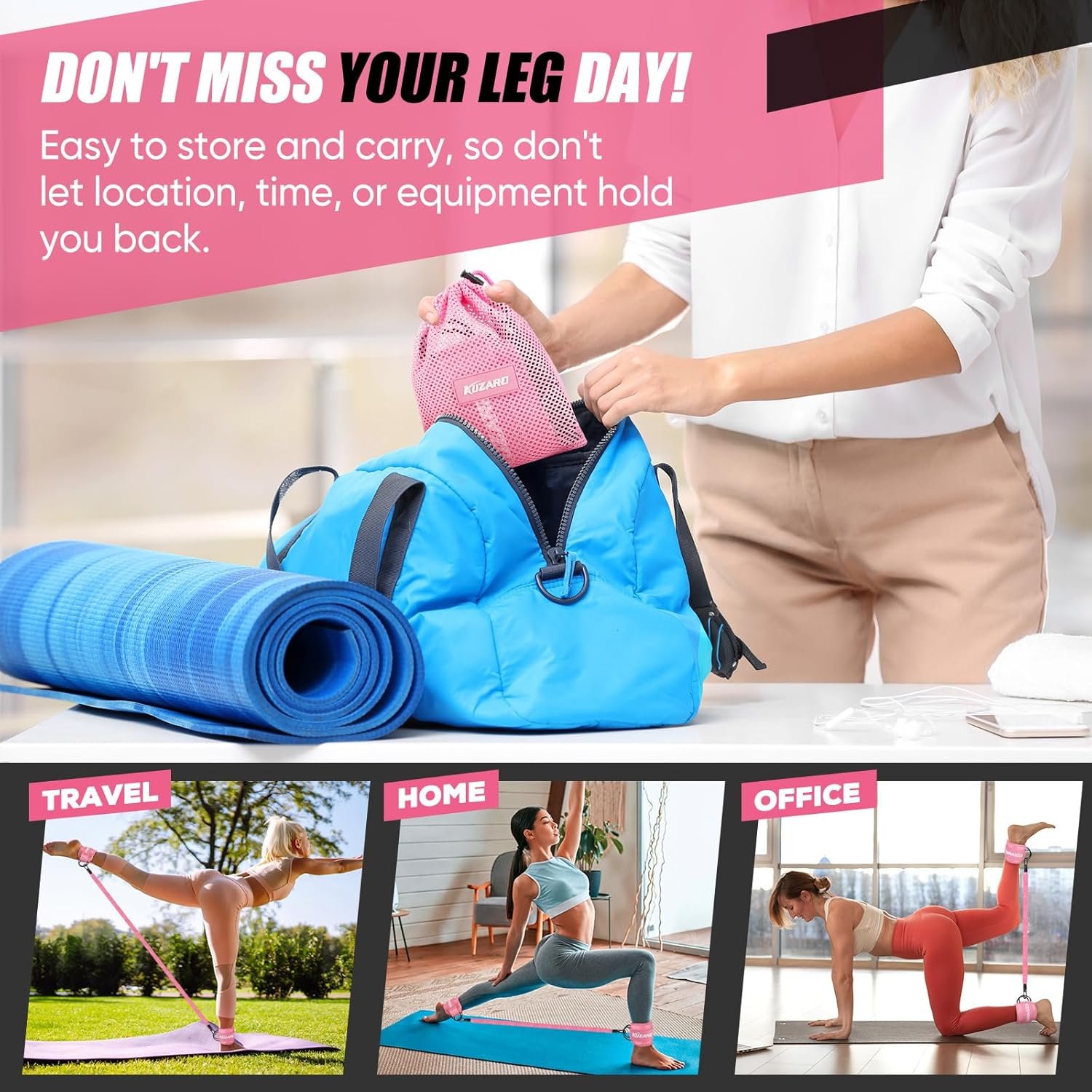 Resistance Bands with Ankle Straps, Ankle Weights Bands for Working Out, Exercise Band for Women Leg and Glute, Booty Workout Equipment for Kickbacks,Butt and Hip Training, Home Gym Fitness Equipment - Image 8