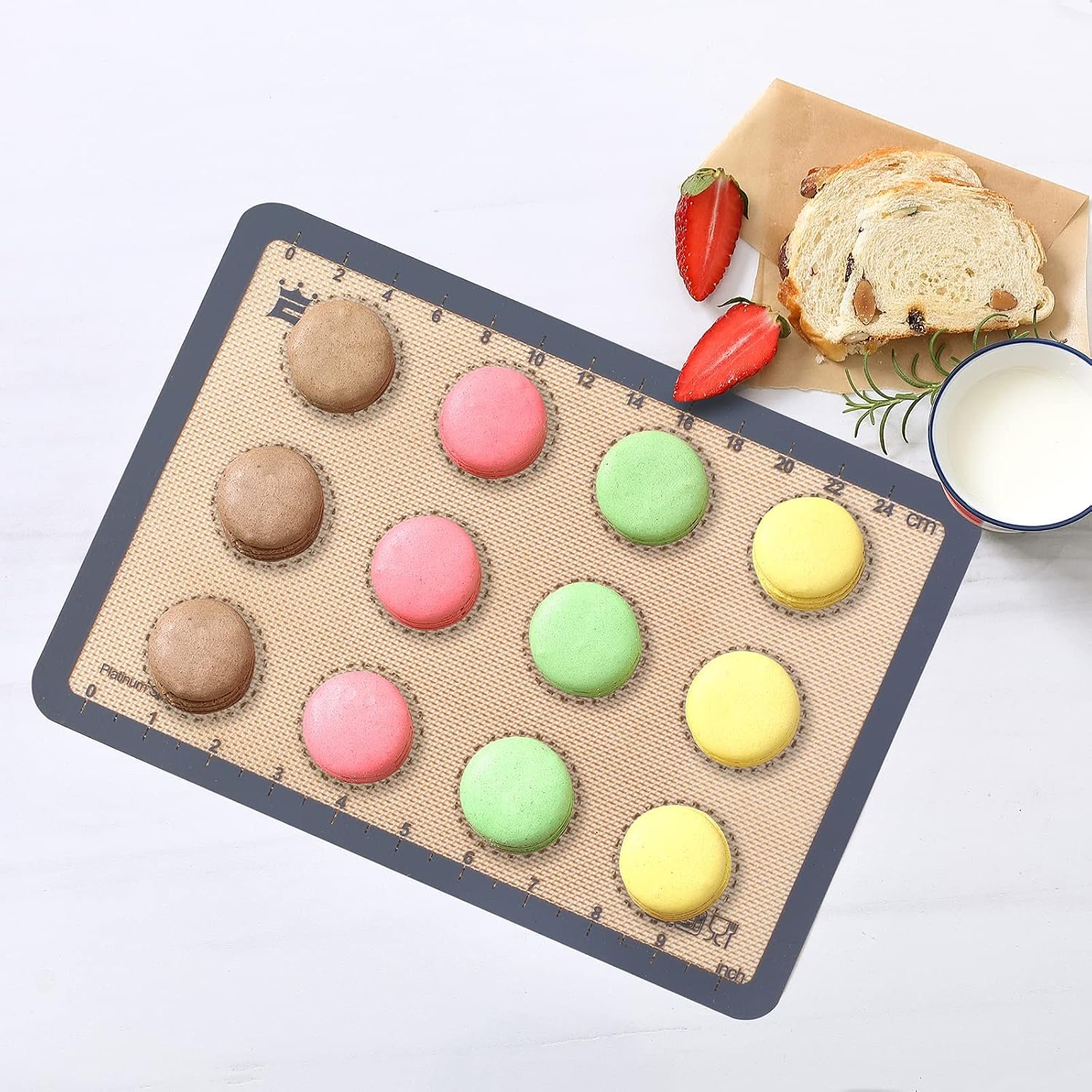 GUANCI Silicone Baking Mat Set of 6, Includes 25"x17.5" Large, 2 Medium 16.5"x11.6", 2 Small 11.75"x8.25", 9" Round, All Mats 0.70mm Thick, Non-Stick Reusable Baking Mats for Pizza, Cookie, Bread - Image 7