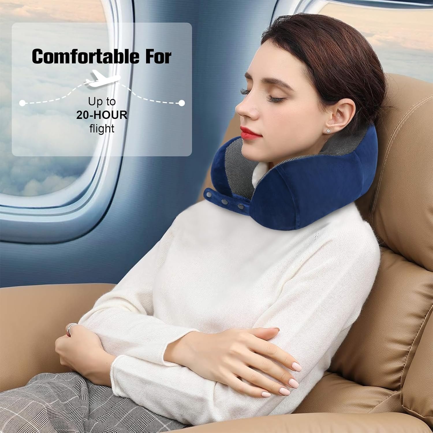 Cirorld Neck Pillow for Traveling, Travel Pillows for Airplanes,100% Pure Memory Foam Travel Neck Pillow, Adjustable Flight Pillow, Portable Plane Accessories with Eye Mask, Earplugs, Carry Bag - Image 7