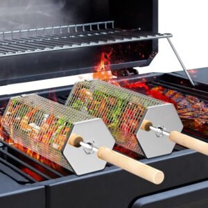 ivtivfu Rolling Grill Basket, Remov...
