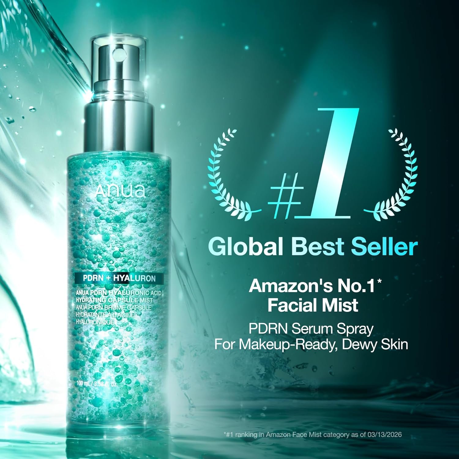 Anua PDRN Collagen Glow Facial Serum Spray, Hydrating Face Mist, Hyaluronic Acid, dewy glass finish, All Skin Types, Instant Plumping Hydration, Firming Care, Korean Skincare, 3.38 fl oz - Image 3