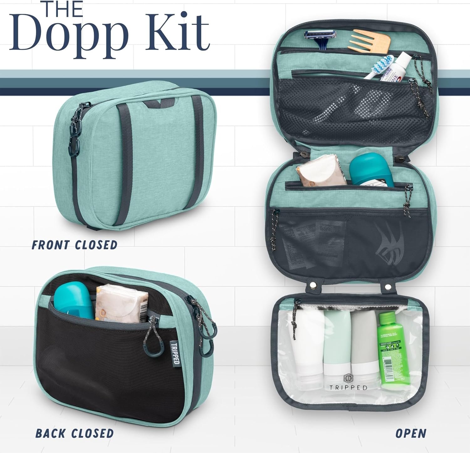 Toiletry Bag Kit 3 Piece Set: Hanging Travel Toiletry Bag + 311 TSA Cosmetic Liquid Bag + Accessory Organizer Pouch - Image 7