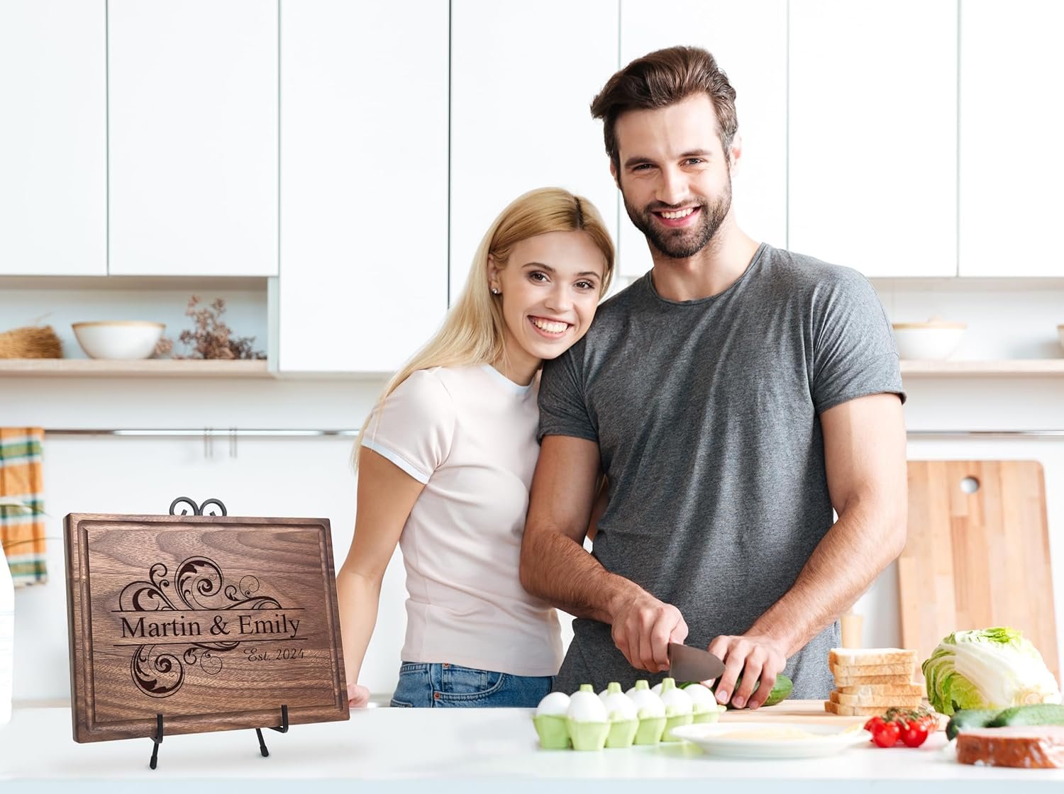 Personalized Cutting Boards | Handmade Wood Engraved Charcuterie | Custom Wedding, Anniversary, Engagement Gift for Couples, Gift Idea for Housewarming, Birthday, Friends, Family, Mom, Dad 035 - Image 3