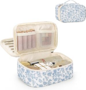 Relavel Travel Makeup Bag, Small Fl...