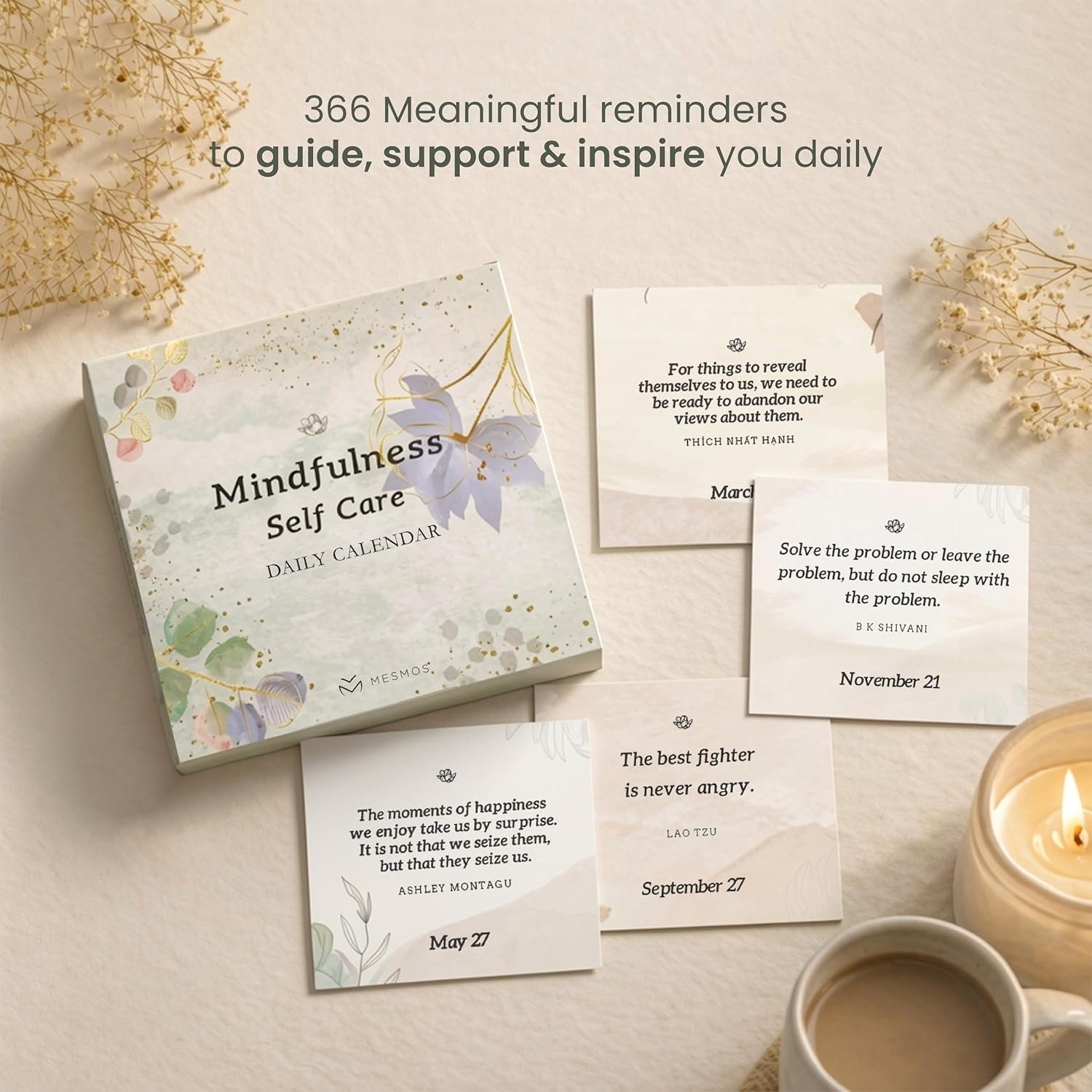 MESMOS 366 Daily Mindfulness Affirmation Quotes, Perpetual Desk Calendar, Inspirational Self Care Gifts for Women, Cute Office Desk Accessories, Desk Decor for Women, Office Decorations for Work - Image 7