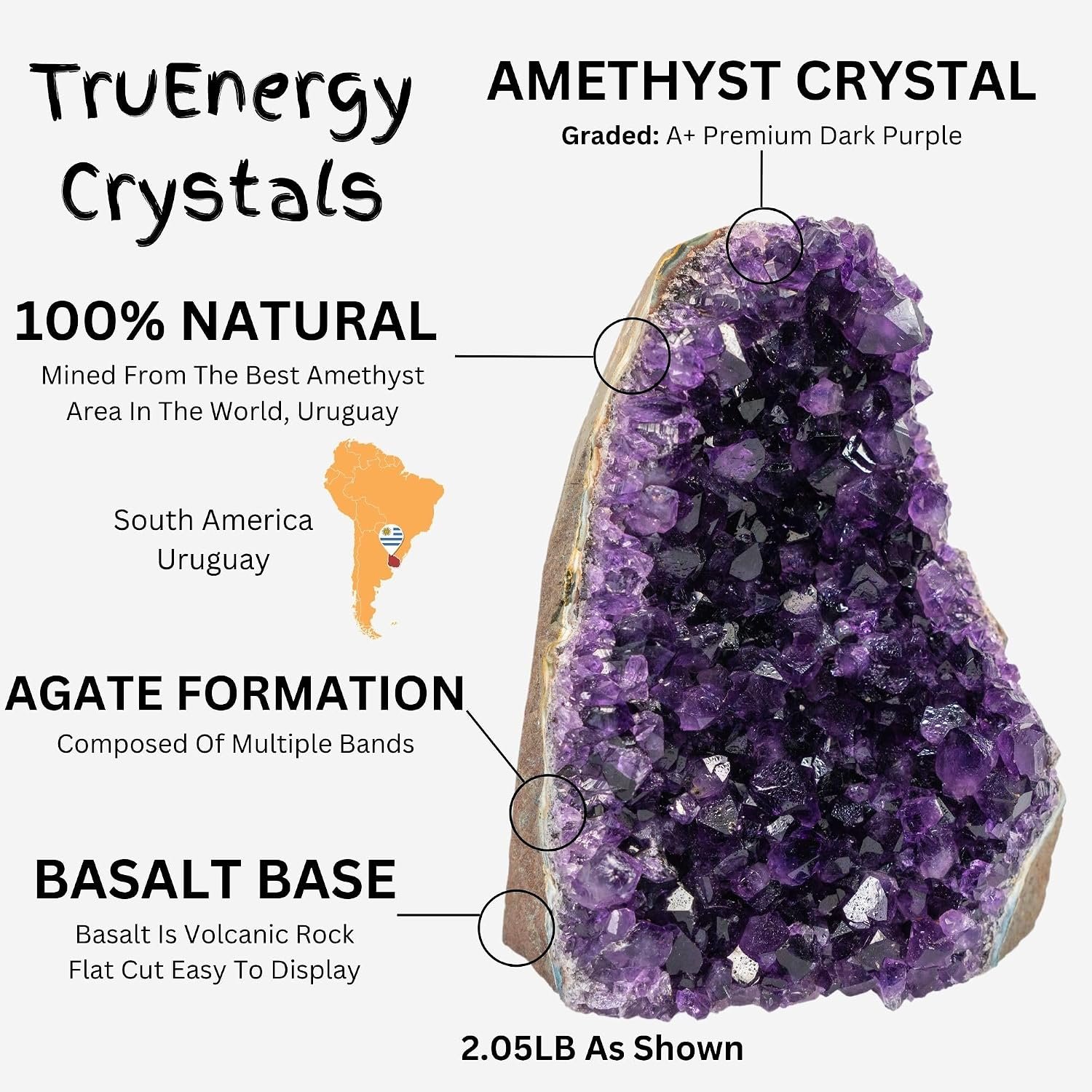 TRUENERGY Natural Amethyst Crystal Cluster – 0.5 To 12 Pounds Dark Purple Grade AAA Raw Quartz Amethysts Stone – Great For Home Decoration, Positive Energy, & Healing Crystals Amatista piedra - Image 6