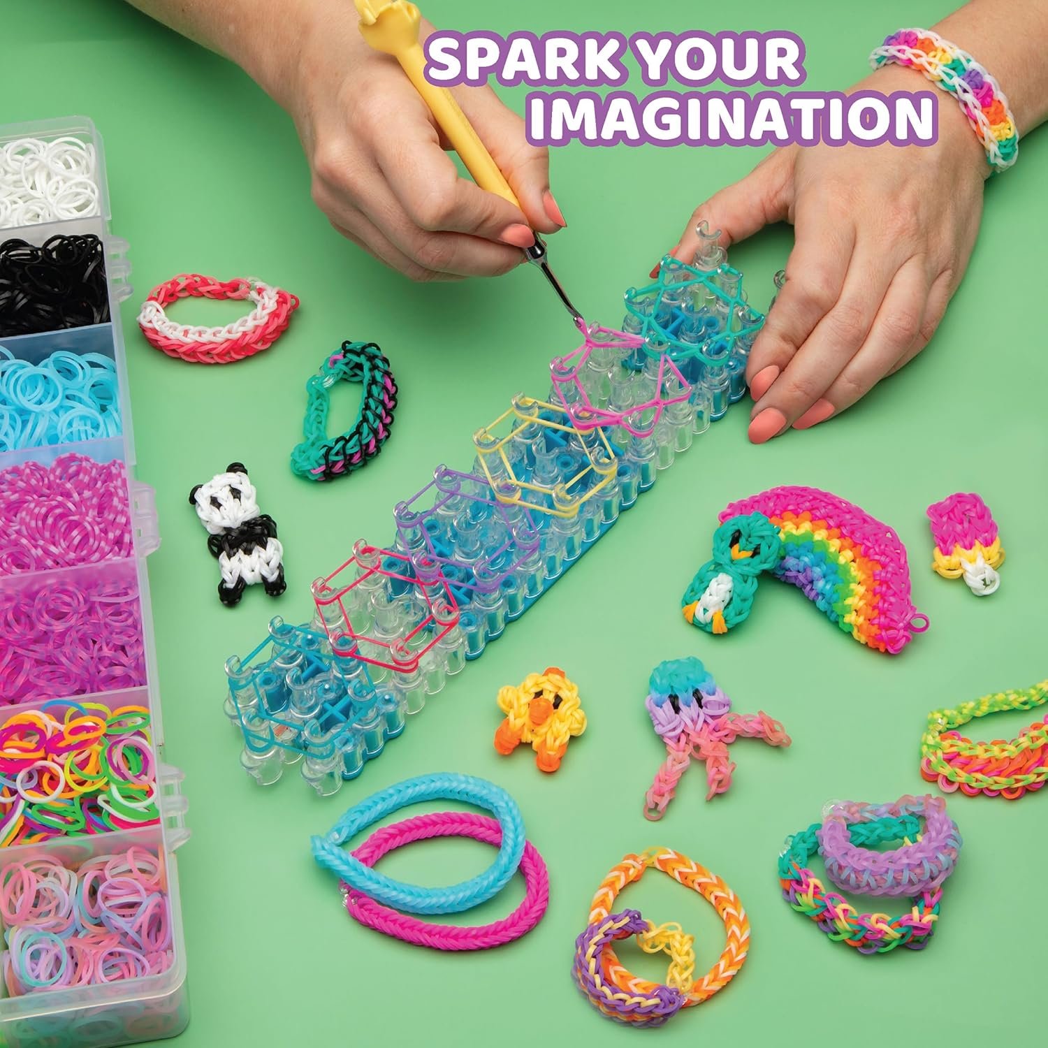Rainbow Loom MEGA Combo Set, Features 7000+ Colorful Rubber Bands, 2 Step-by-Step Bracelet Instructions, Organizer Case, Great Gift for Kids 7+ DIY Craft, STEAM - Image 3