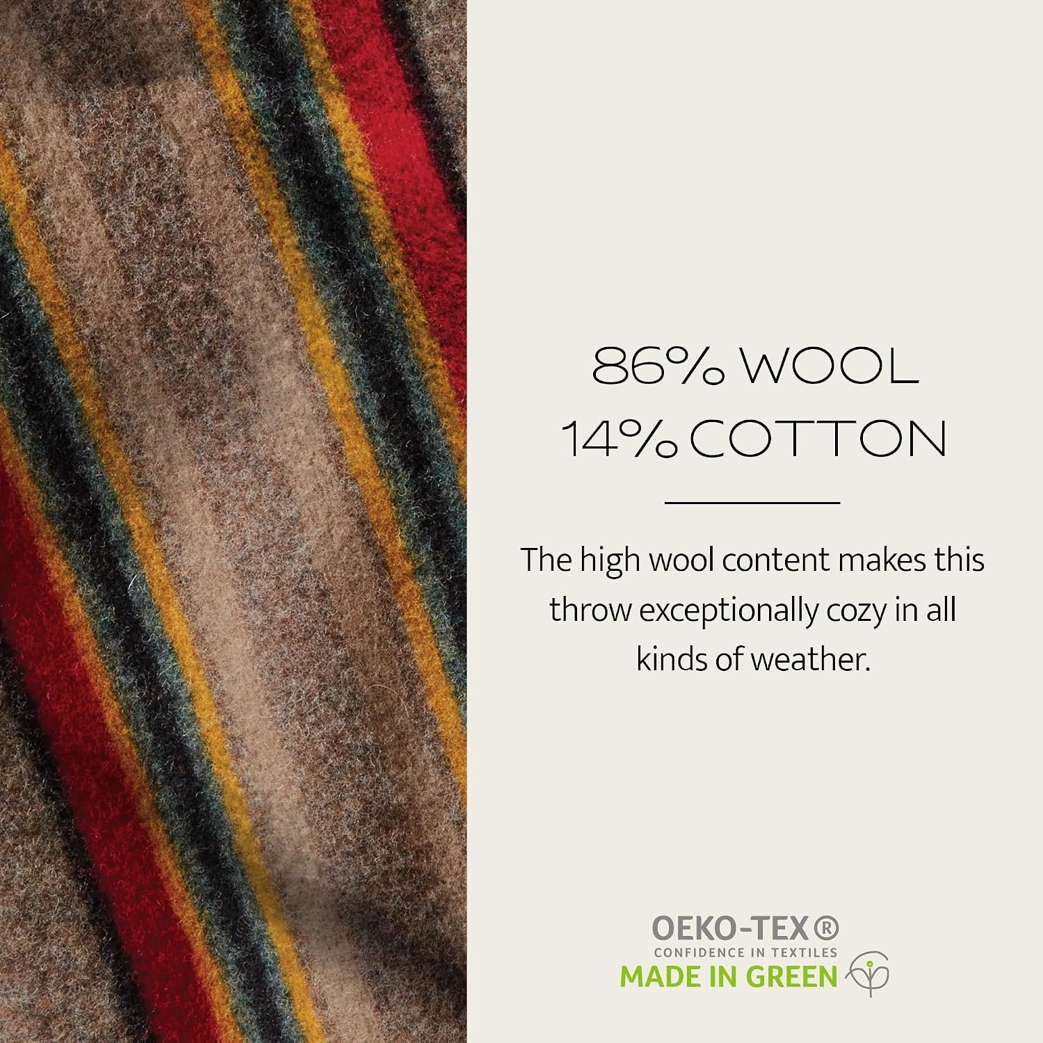 Pendleton Yakima Throw 54" x 66" - Wool Cotton, Soft and Durable Wool Throw for Home and Travel - Mineral Umber - Image 5