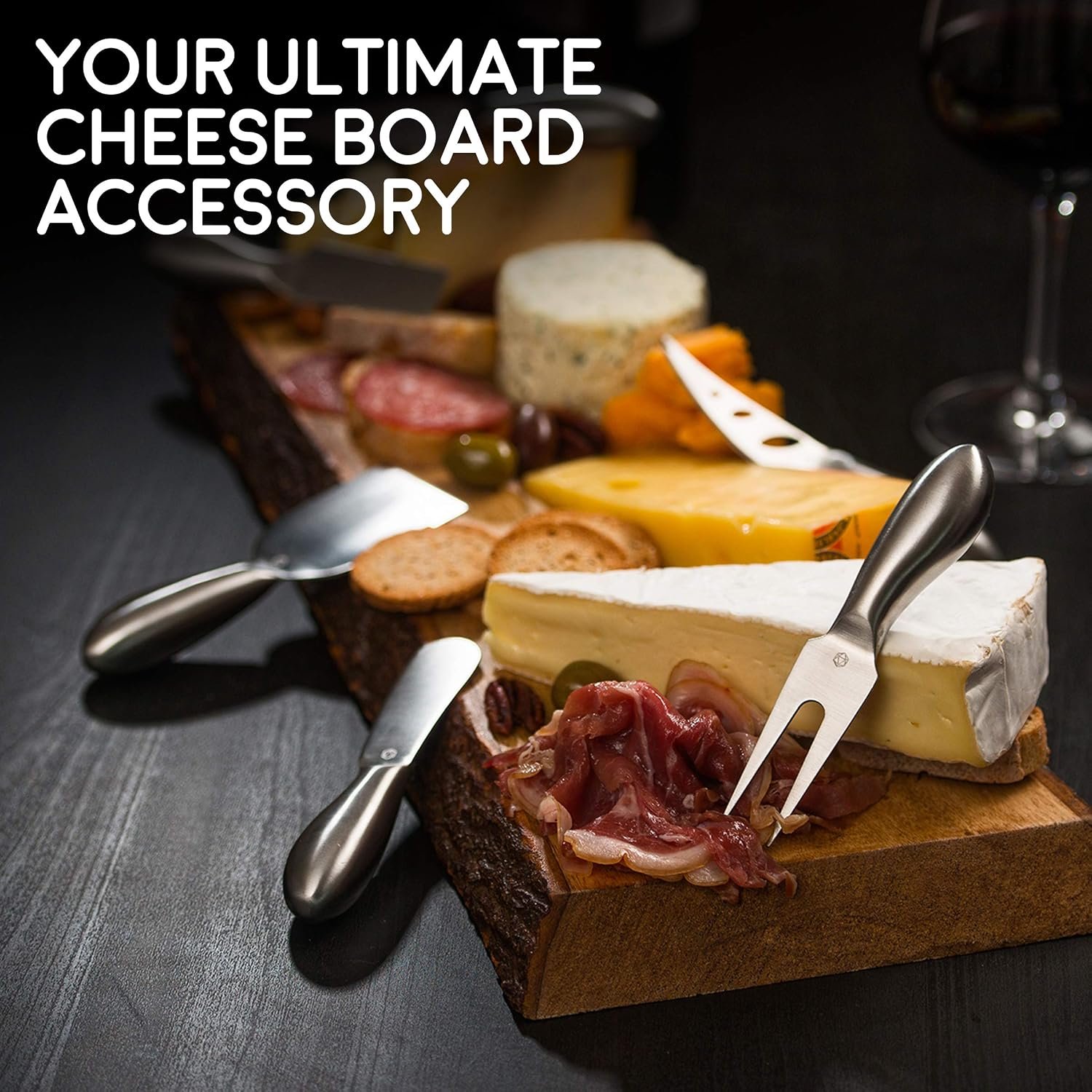 Lunar 6-Piece Cheese Knife Set - Premium Stainless Steel Cheese Knives Collection - Charcuterie Board Accessories Gift Ready w/ 15 Festive Recipes - Image 6