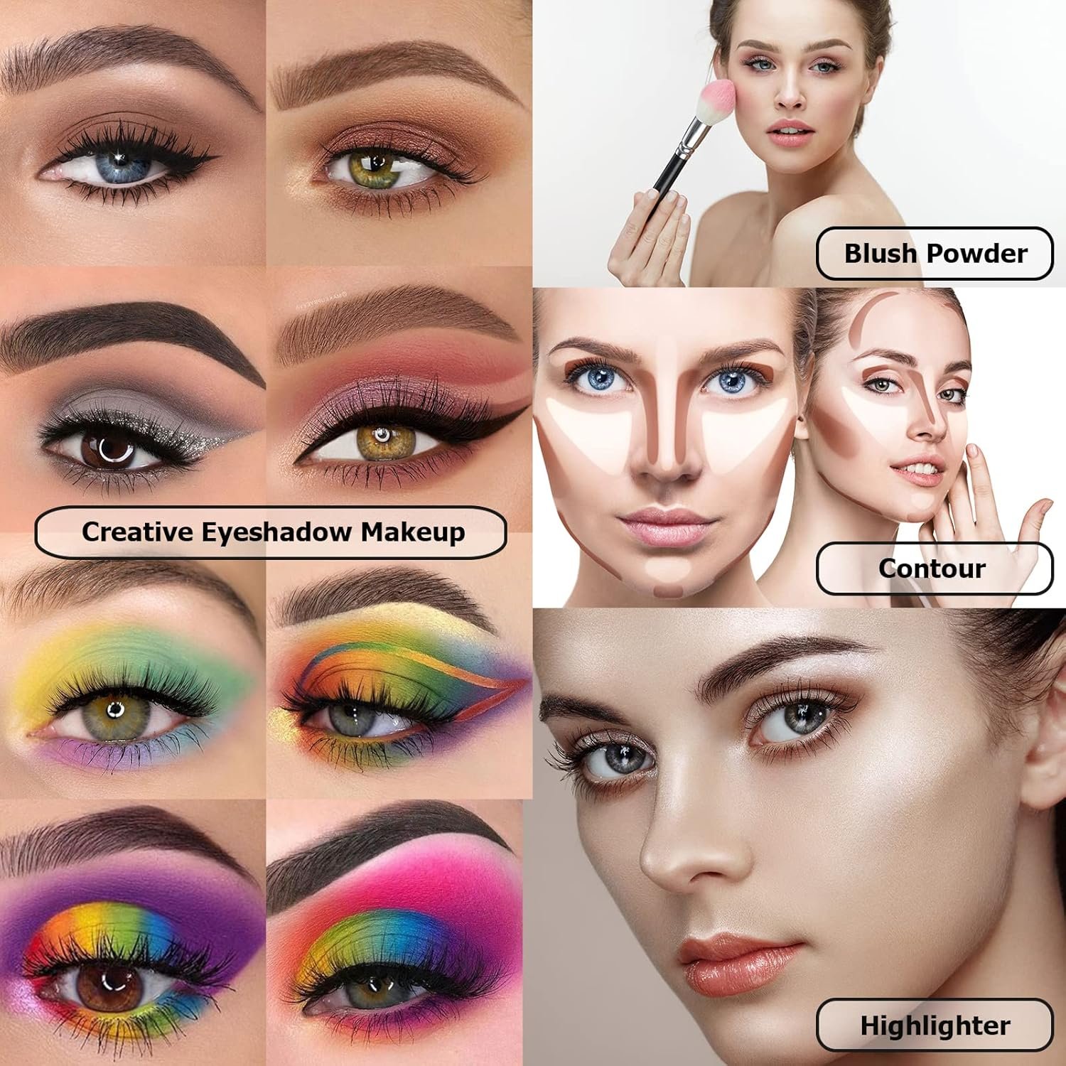 UCANBE Eyeshadow Palette with 15Pcs Brushes Makeup Set, Pigmented 86 Colors Make Up Sets Valentine's Day Gift, Matte Shimmer Glitter Eye Shadow Pallet Highlighter Contour Blush Powder Brush Beauty Kit - Image 4