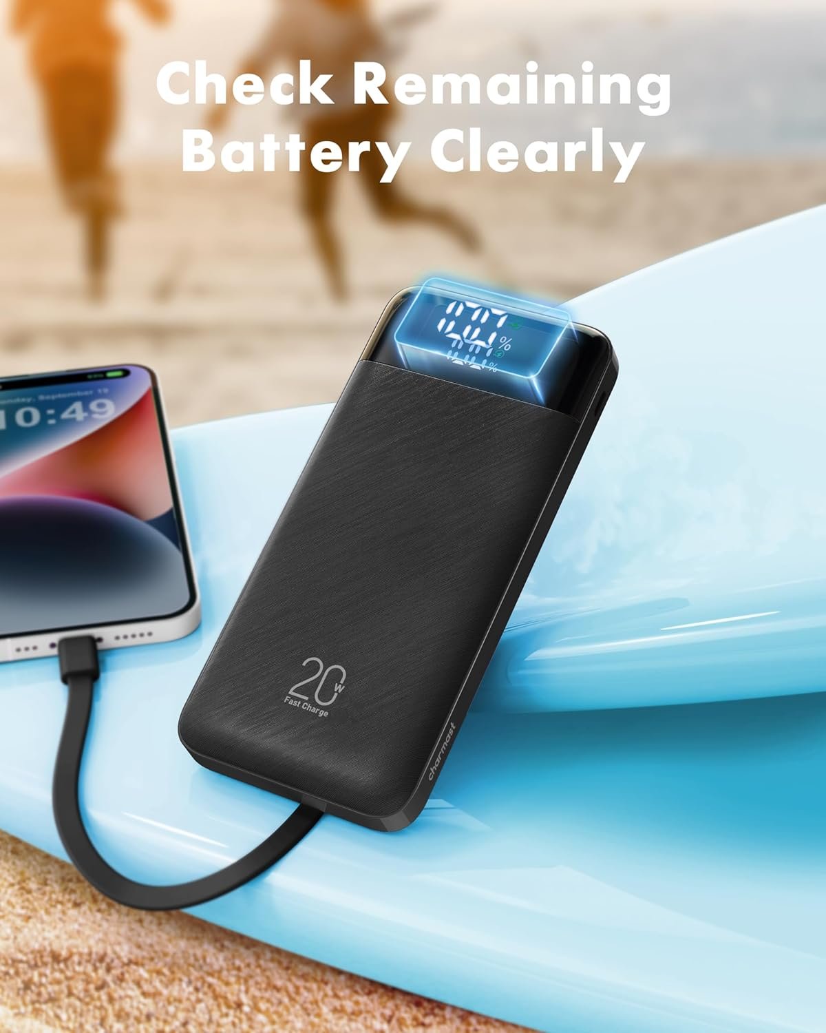 charmast 20000mAh Portable Charger with Built in Cables, 22.5W Travel Power Bank Fast Charging, USB C Cell Phone Battery Pack for iPhone 17/16/15/14/13/12 Series, iPad, Samsung, Android, Tablet - Image 8