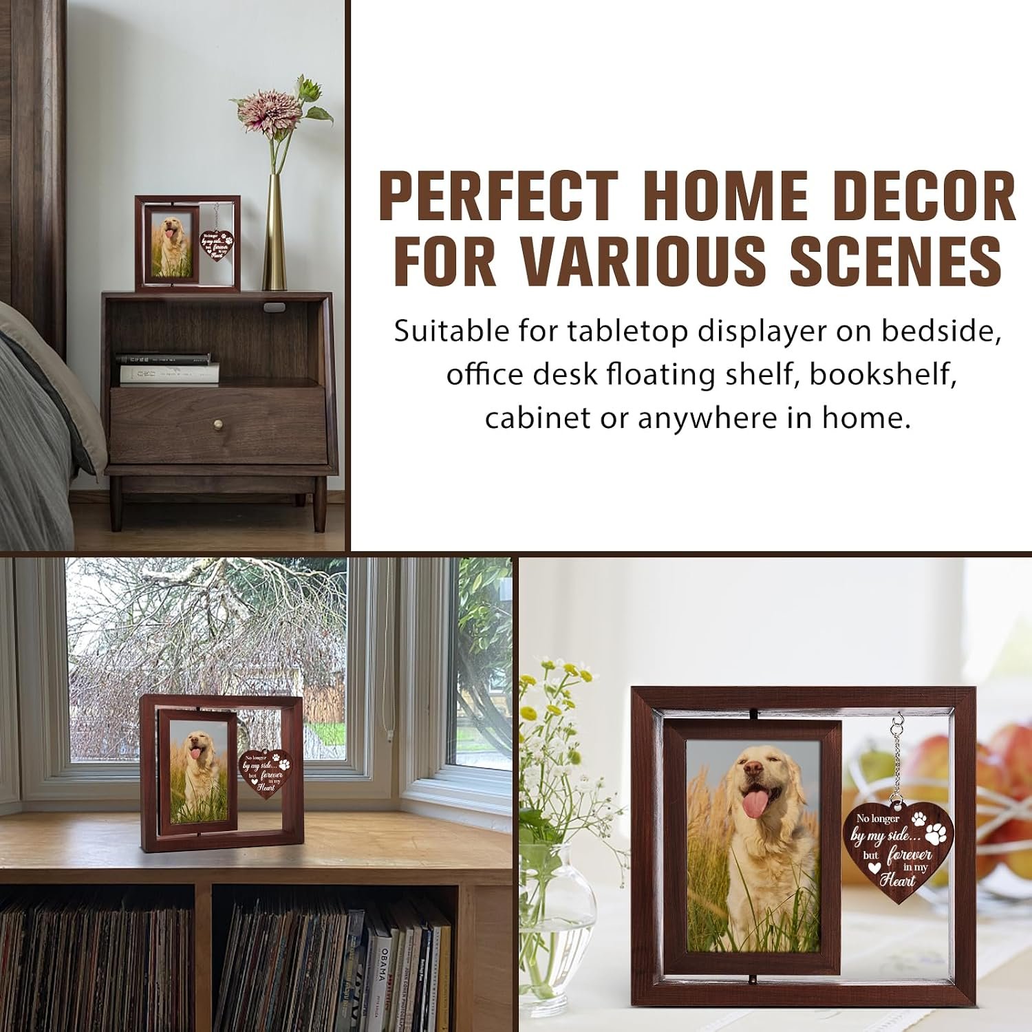 Vetbuosa Dog Memorial Gifts for Loss of Dogs, Memorial Rotating Wooden Picture Frame, Loss of Dog Sympathy Gift, Pet Bereavement Remembrance Picture Frame for 4x6 Photo - Image 6