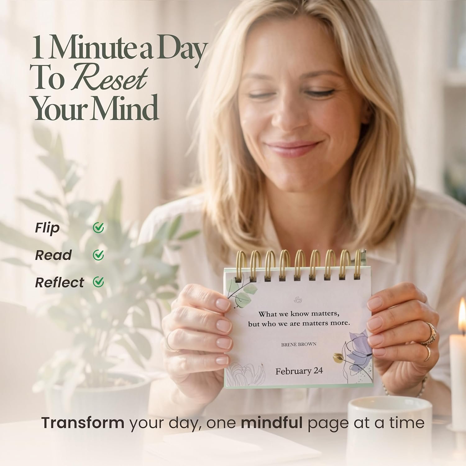 MESMOS 366 Daily Mindfulness Affirmation Quotes, Perpetual Desk Calendar, Inspirational Self Care Gifts for Women, Cute Office Desk Accessories, Desk Decor for Women, Office Decorations for Work - Image 2