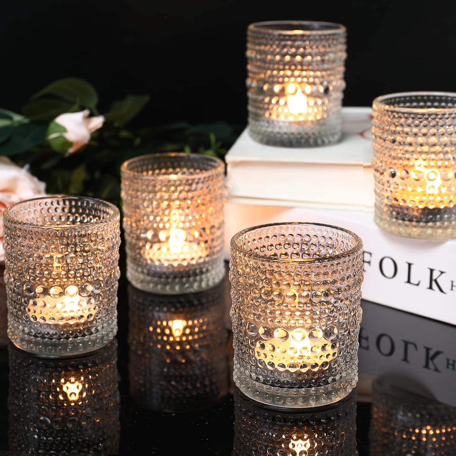24 Pack Votive Candle Holders, Clear Glass Tealight Candle Holders DIY Wax Filling for Wedding, Tea Light Candles Holder for Home Table Decoration - Image 6