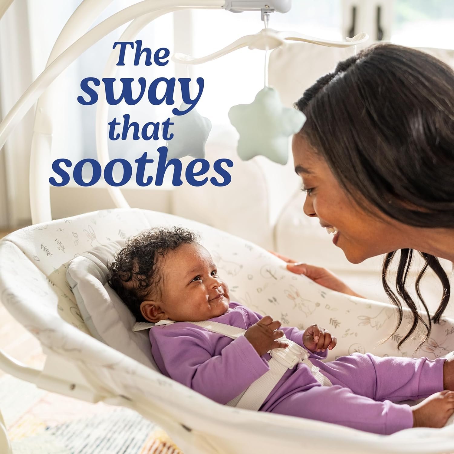 Graco Simple Sway Baby Swing, Side‑to‑Side Motion, Infant Swing with 6 Speeds, Vibration, Ivy - Image 2