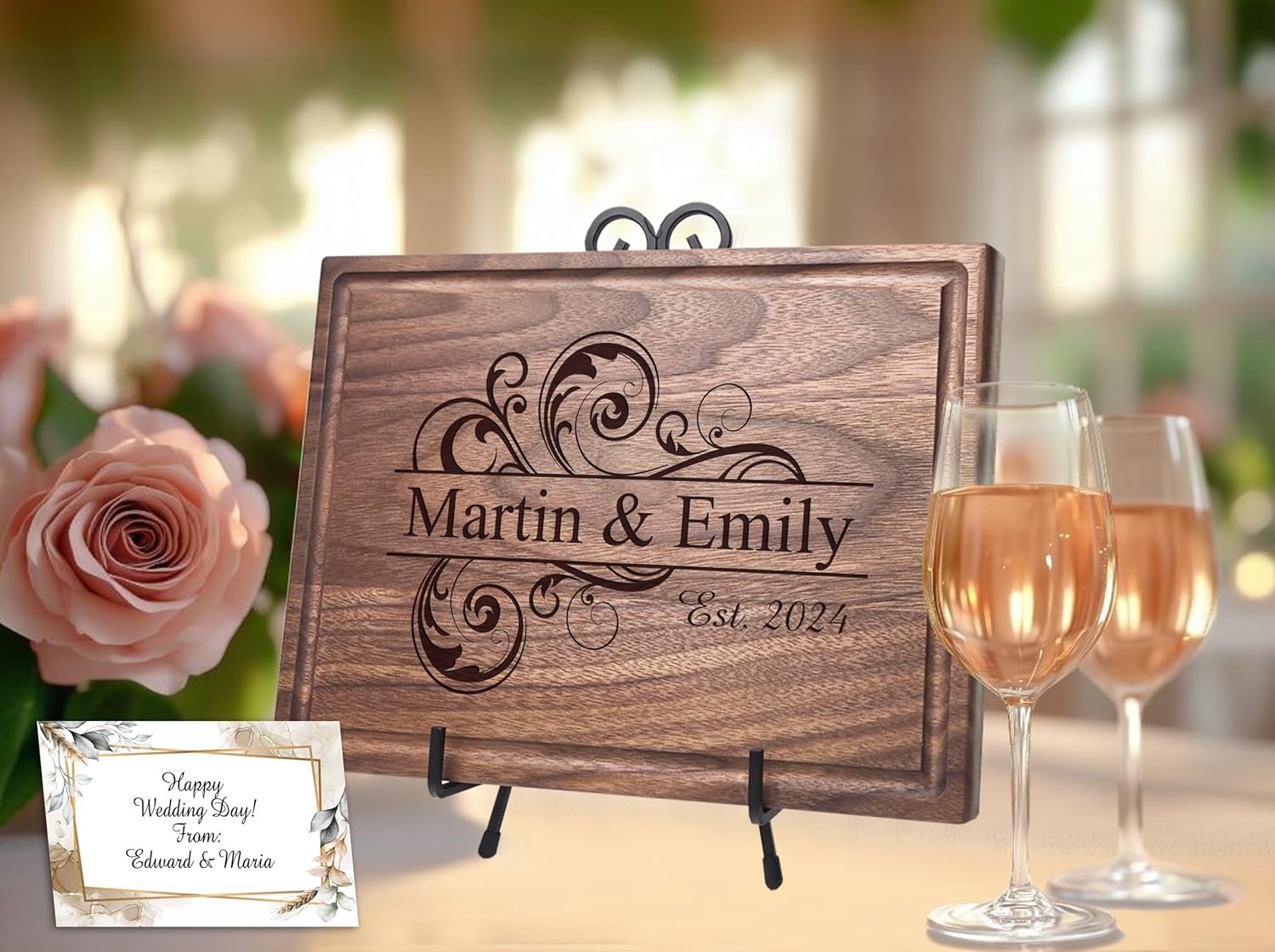 Personalized Cutting Boards | Handmade Wood Engraved Charcuterie | Custom Wedding, Anniversary, Engagement Gift for Couples, Gift Idea for Housewarming, Birthday, Friends, Family, Mom, Dad 035 - Image 4