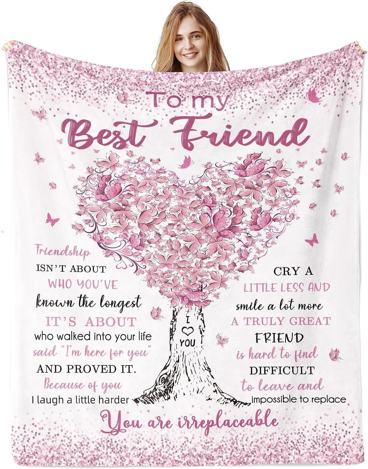 VivaJoy for Women, Best Friends Throw Blanket 60"X50", Bestt Friends Birthday Gifts for Women, Bestie, Sister, Creative Bestt Friend Gift for Birthday, Christmas
