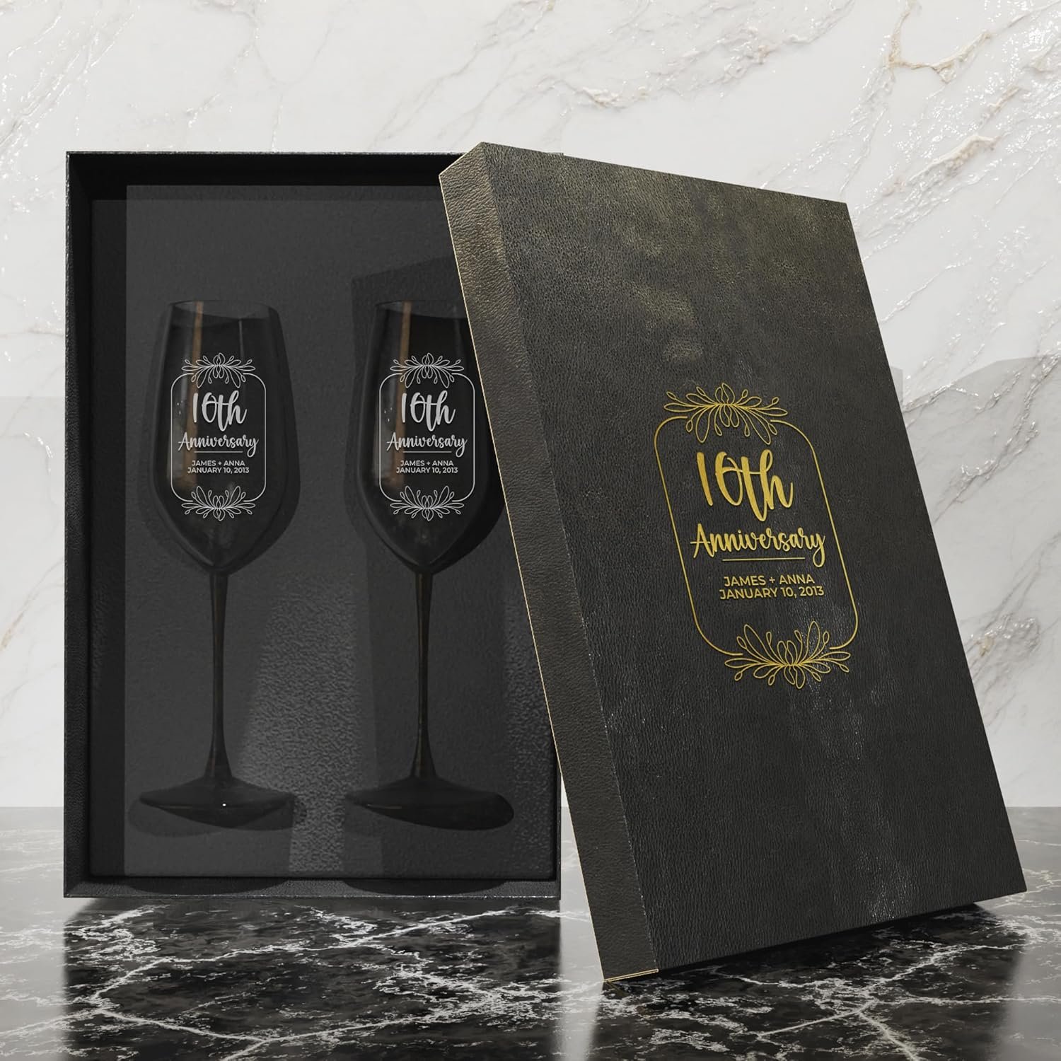 Custom Champagne Flutes Set - Wedding Gift Champagne Glasses - Personalized Bride & Groom Champagne Flutes - Mr & Mrs - Set of 2 - Couple Wedding Gifts Idea, Anniversary, Engagement Toasting Glasses - Image 7