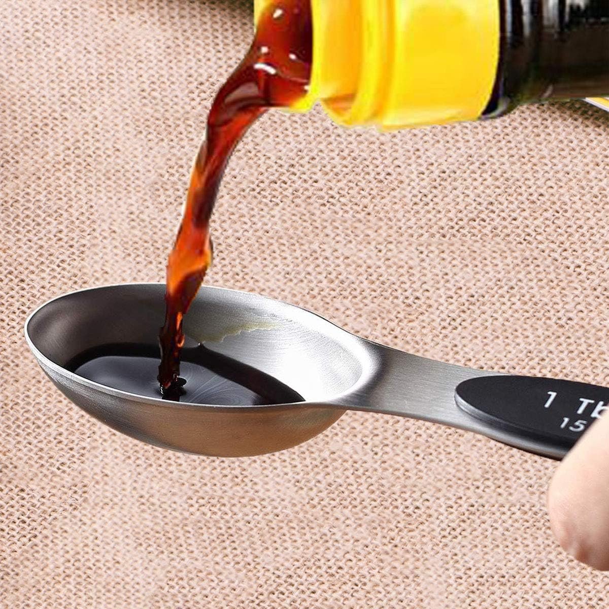 DILISS Magnetic Measuring Spoons Set, Dual Sided, Stainless Steel, Fits in Spice Jars, Set of 8 for Measuring Dry and Liquid Ingredients (Black) - Image 3