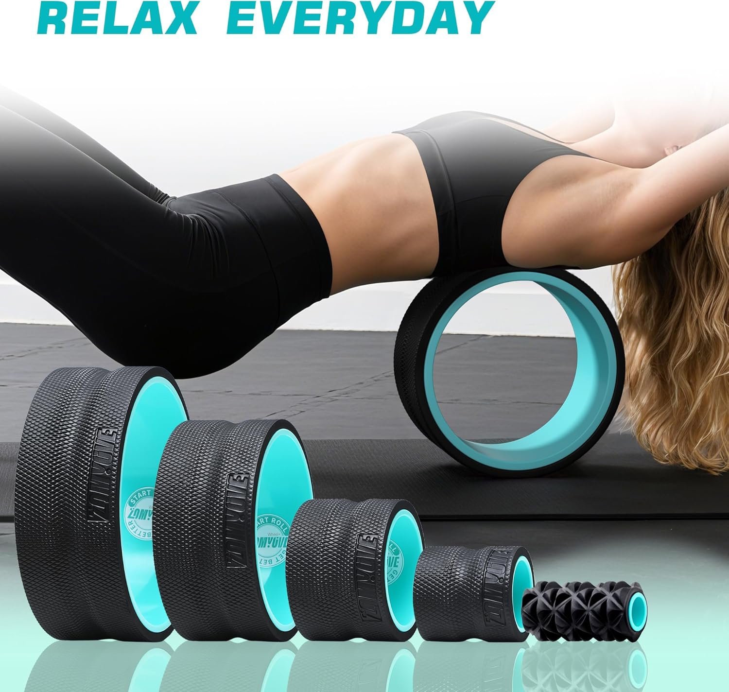 5 Pack Foam Roller- Yoga Wheel for Back Pain Reliefn & Stretching, Back Wheel for Deep Tissue Massage, Foam Roller for Physical Therapy & Exercise - Image 8