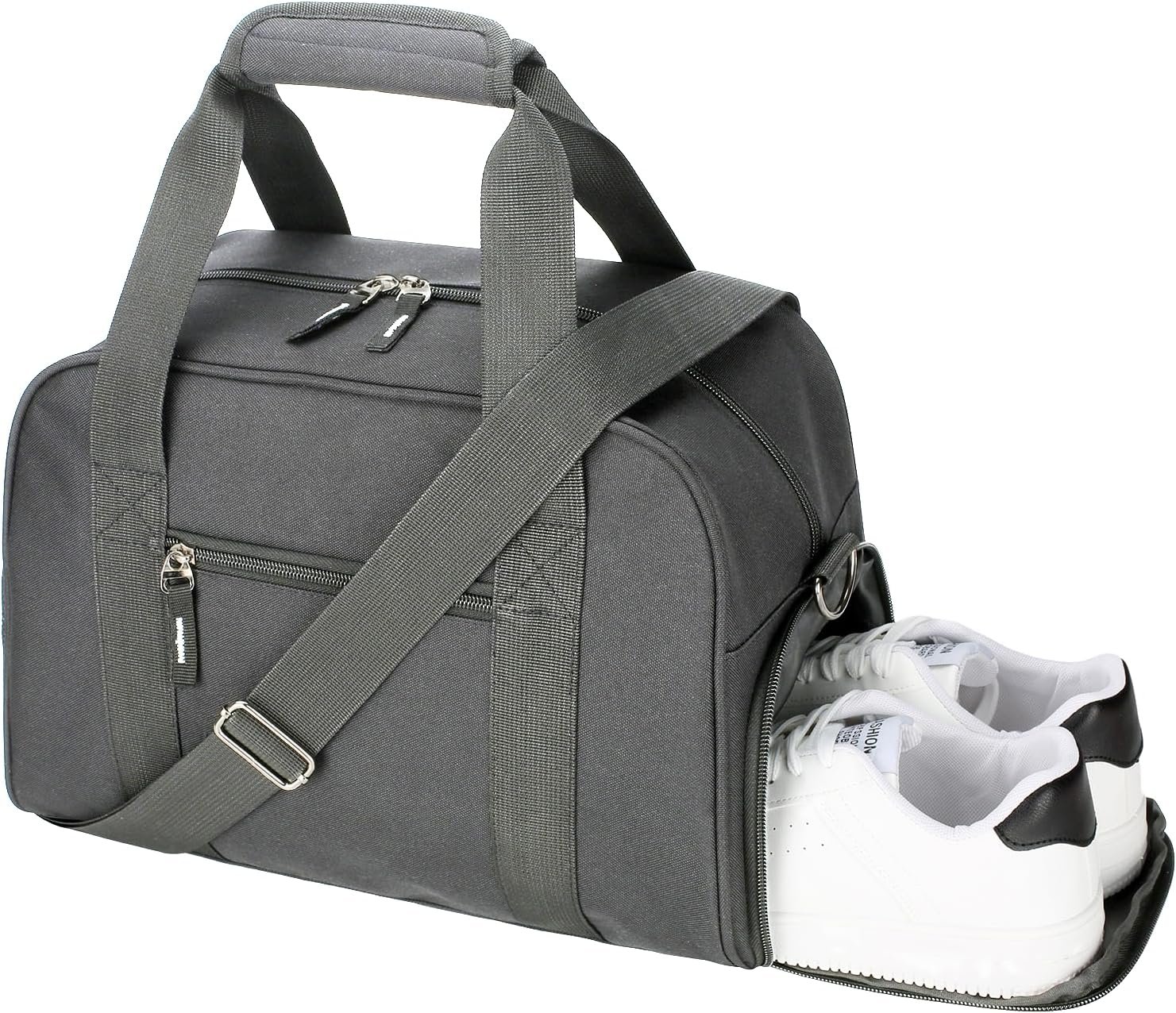 Searock 14 inch Small Gym Bag for Men & Women, Mini Duffle Bag with Shoe Compartment, Lightweight Carry On Duffel Bag for Travel Sports, Dark Grey