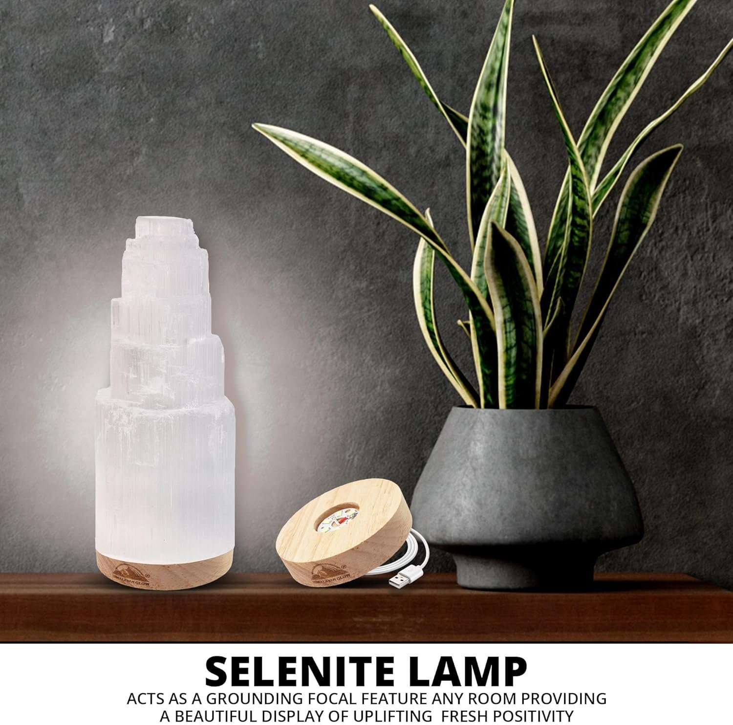 Himalayan Glow WBM Selenite Crystal Lamp 20cm, Moroccan Skyscraper Lamp, Crystals and Healing Stones for Healing and Meditation - Image 4