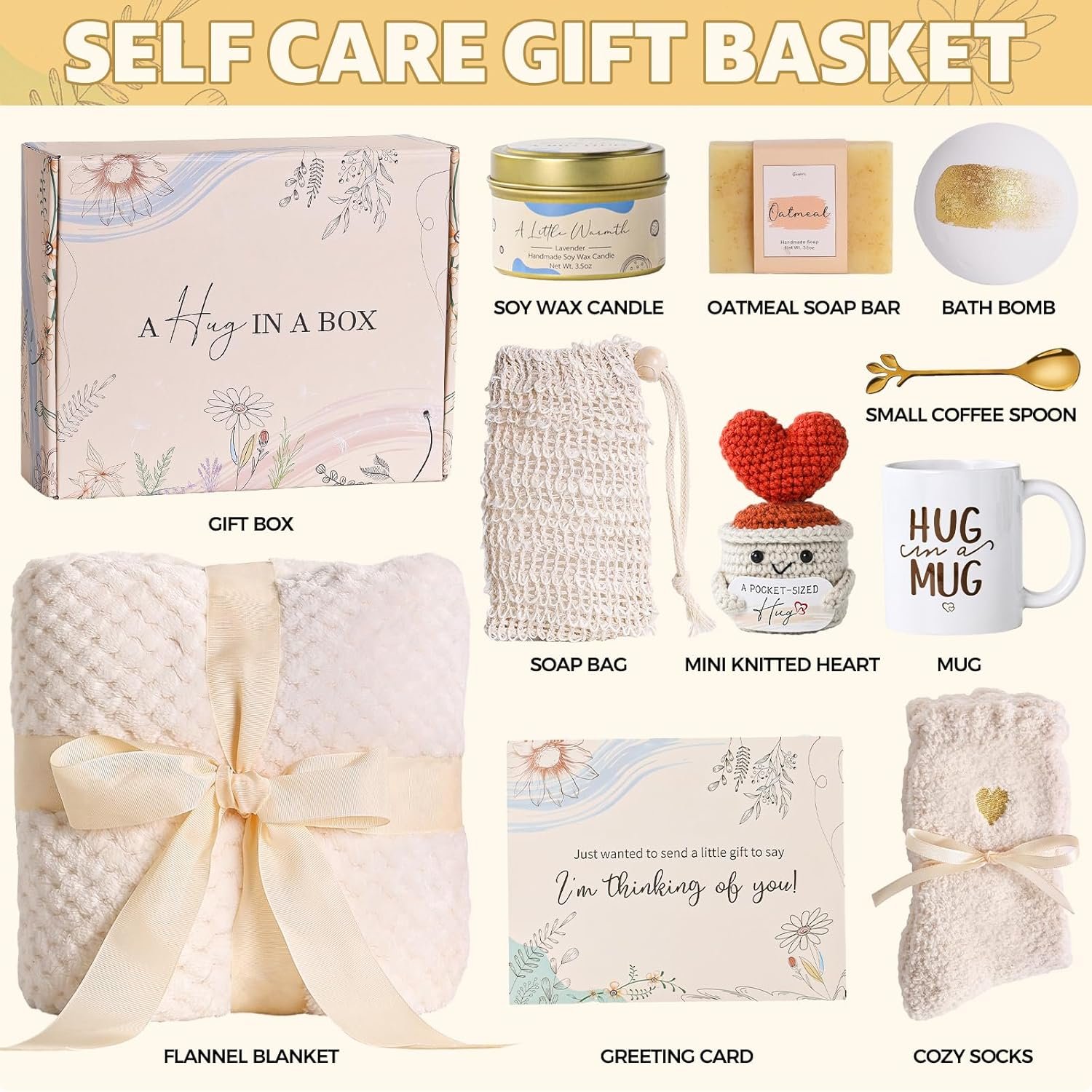 Self Care Gifts for Women Birthday Box Spa Basket Set Get Well Soon Gift for Women After Surgery Care Package Thinking of You For Wife Her New Mom Sister Female Coworker Teacher Best Friend Teen Girls - Image 4
