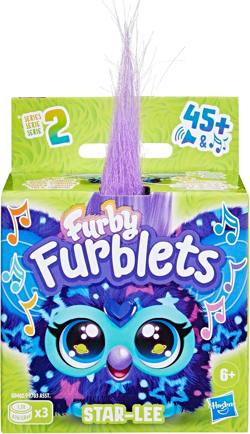 Furby Furblets Star-Lee Mini Friend, 45+ Sounds, Galaxy Music, Speaks Only Furbish, Electronic Plush Toys, Interactive Pets, Dark Blue, Easter Basket Stuffers, Ages 6+ - Image 2