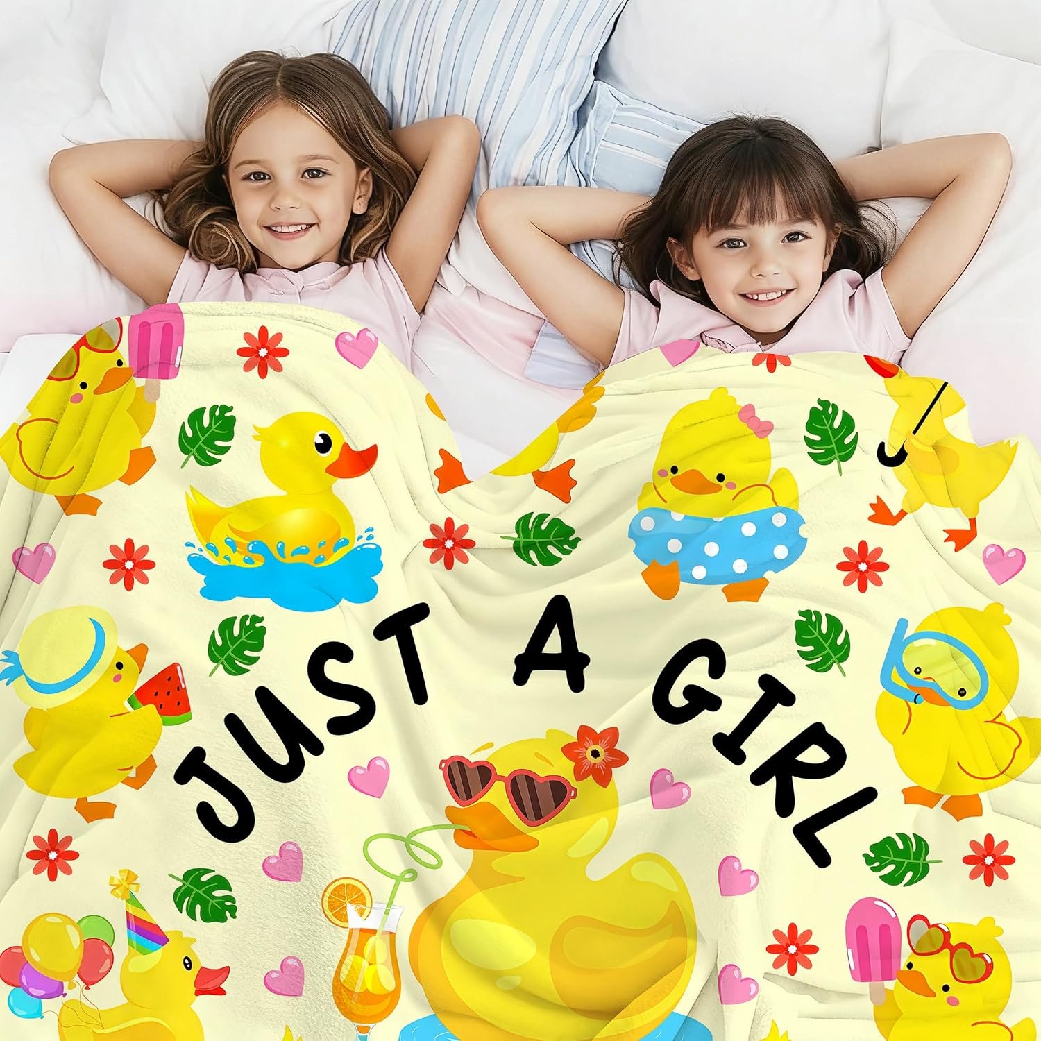 Duck Blanket Yellow Ducks Themed Gifts Just A Girl Who Loves Ducks Blankets Soft Warm Flannel Throw Blanket for Girl Kids Adults 50"x40" - Image 3