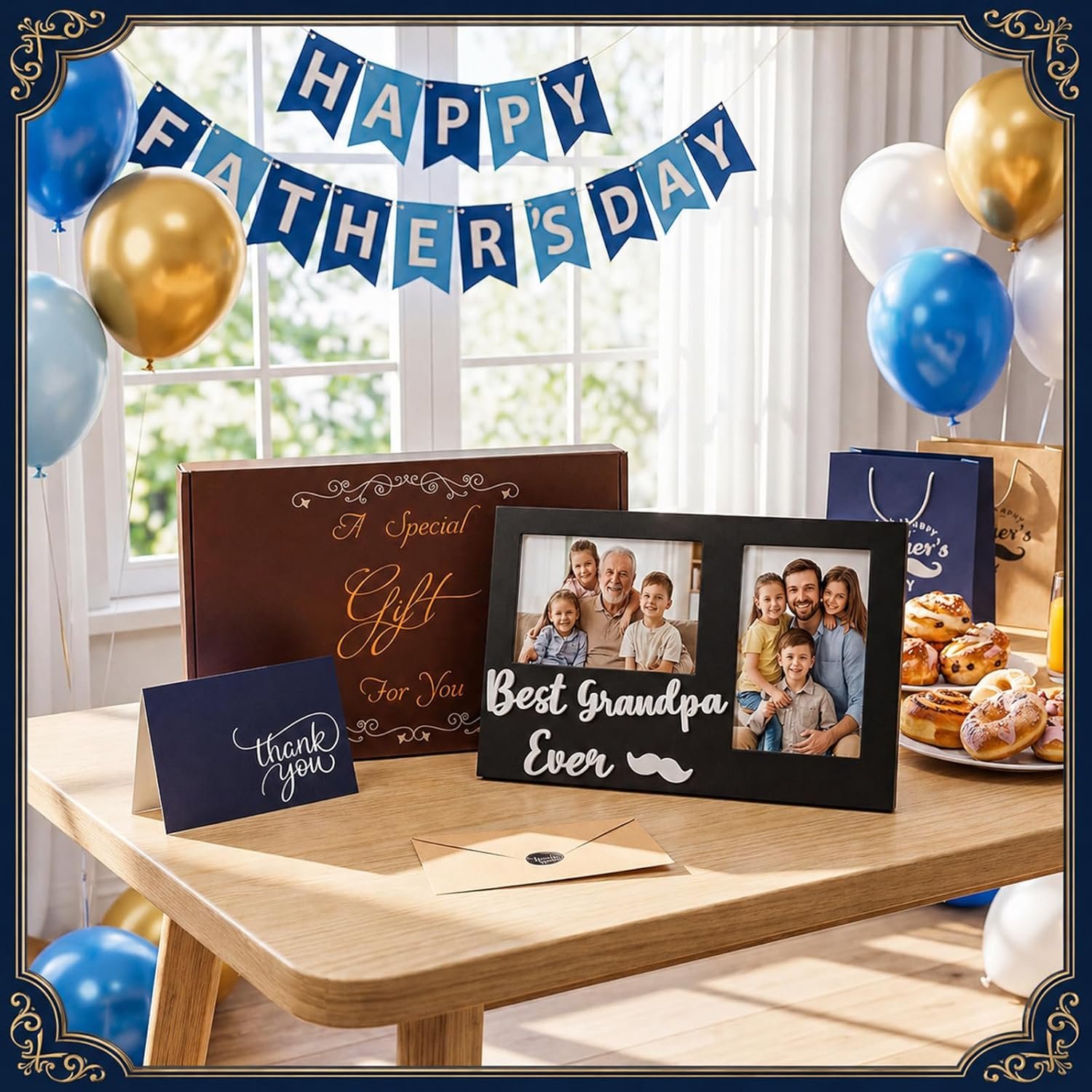 Jetec Grandpa Picture Frame 3D Wooden Fathers Day Photo Frame from Granddaughter Grandson Best Grandpa Ever Display Holds Two 4 x 6 Inch Photos Includes Gift Box and Card Ideal for Gifts - Image 2