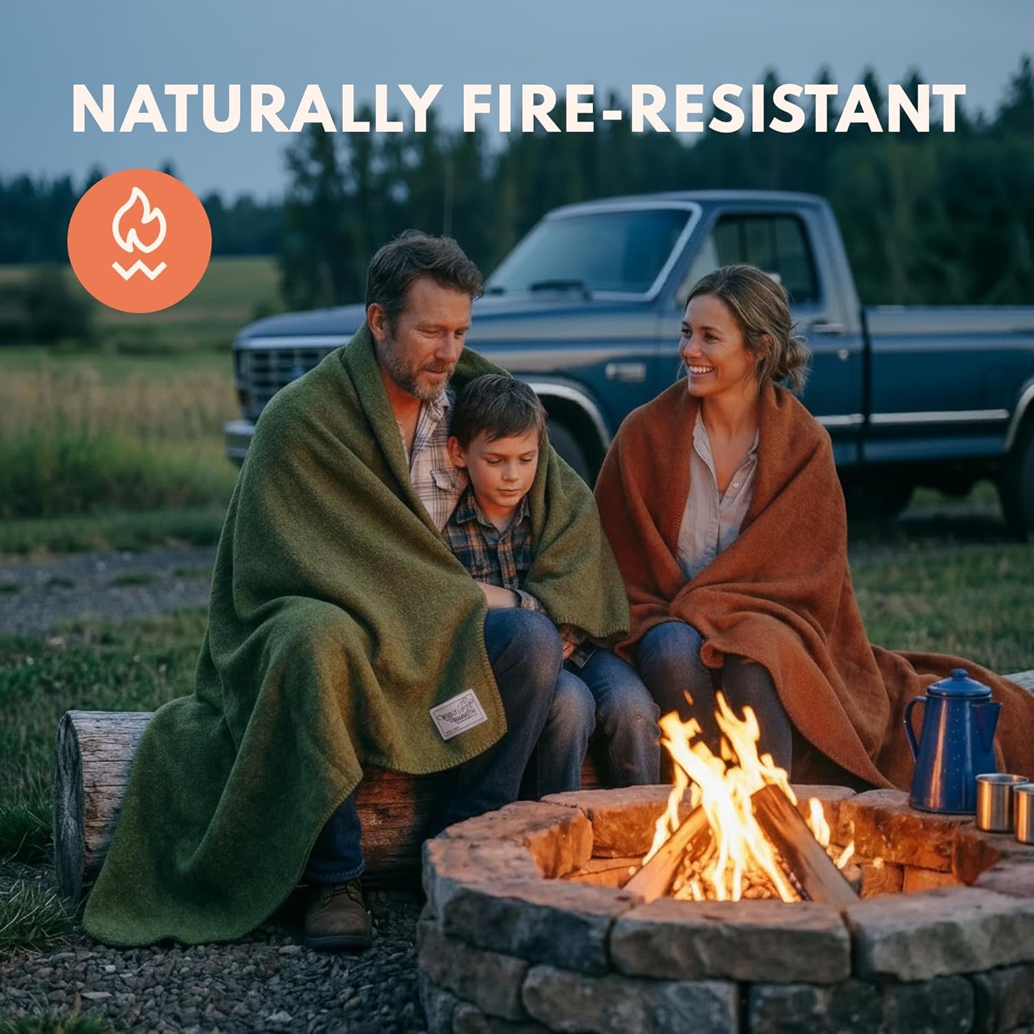 Woolly Mammoth Woolen Co. | Extra Large Merino Wool Camp Blanket | Perfect Outdoor Gear | for Bushcraft, Camping, Trekking, Hiking, Survival, or Throw Blanket at the Cabin (Bark), 66" x 90" - Image 4