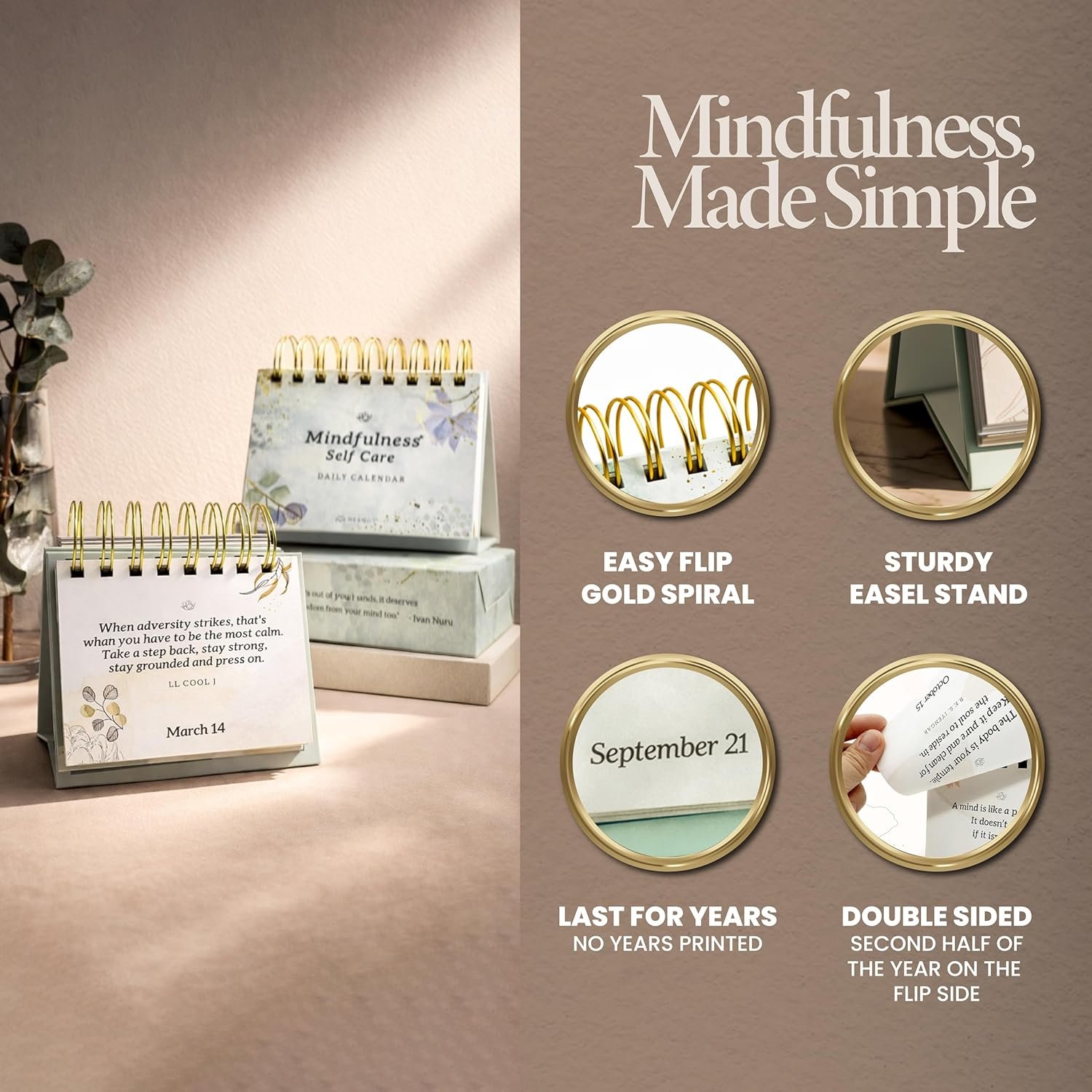 MESMOS 366 Daily Mindfulness Affirmation Quotes, Perpetual Desk Calendar, Inspirational Self Care Gifts for Women, Cute Office Desk Accessories, Desk Decor for Women, Office Decorations for Work - Image 3