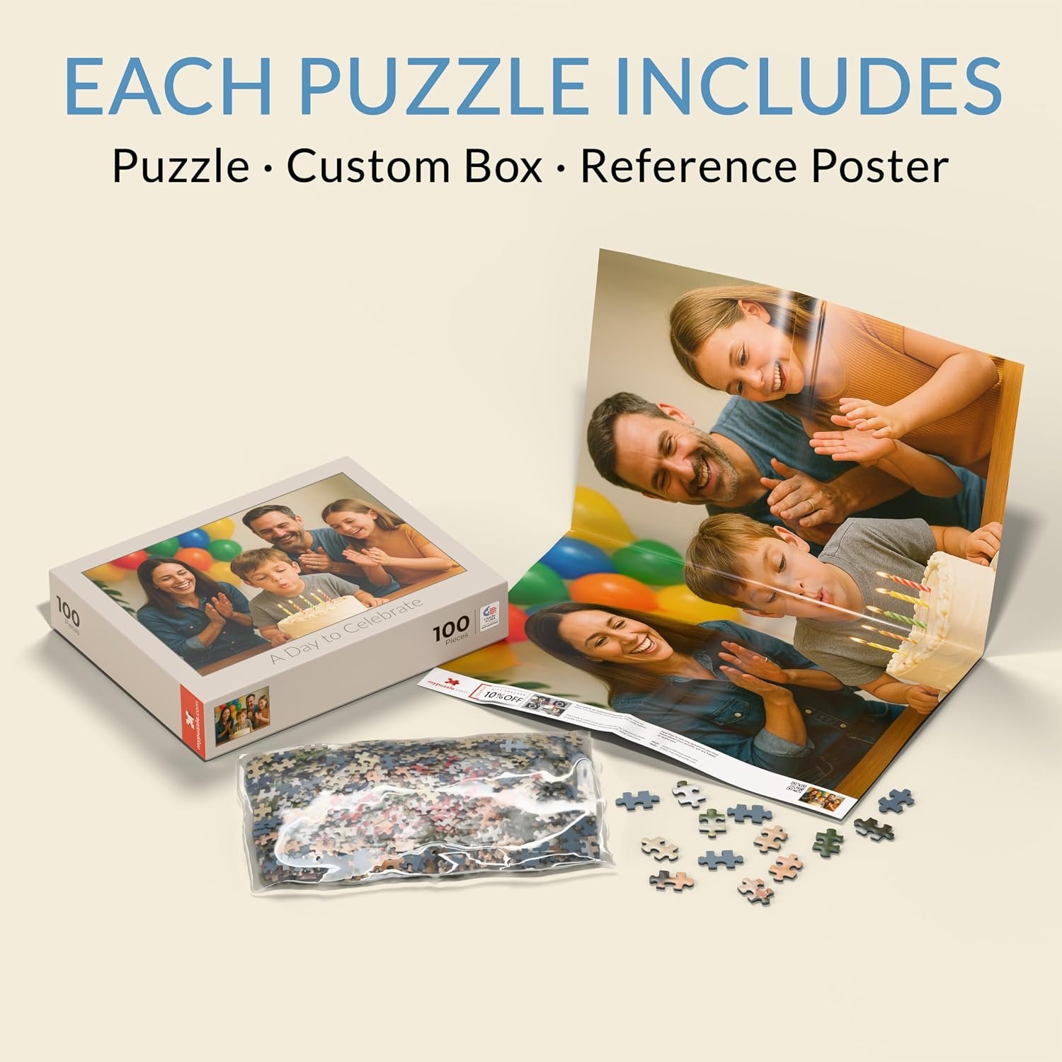 MyPuzzle Custom Photo Puzzle - Personalized Jigsaw Puzzle Made from Your Own Picture, Ideal Gift for Birthdays, Mother's Day, Valentine's Day & Weddings - 100 Pieces (Landscape/Horizontal) - Image 4