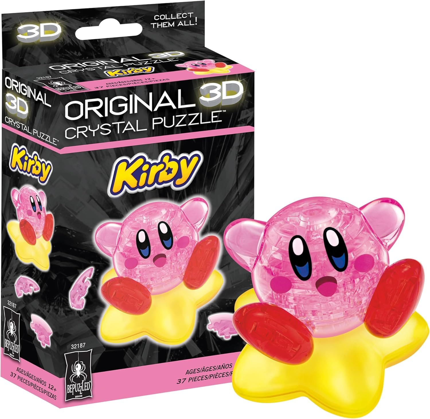 BePuzzled, Kirby Original 3D Crystal Puzzle, 37 Piece Brain Teaser, Collectible Display Puzzle for Kids & Adults Ages 12+