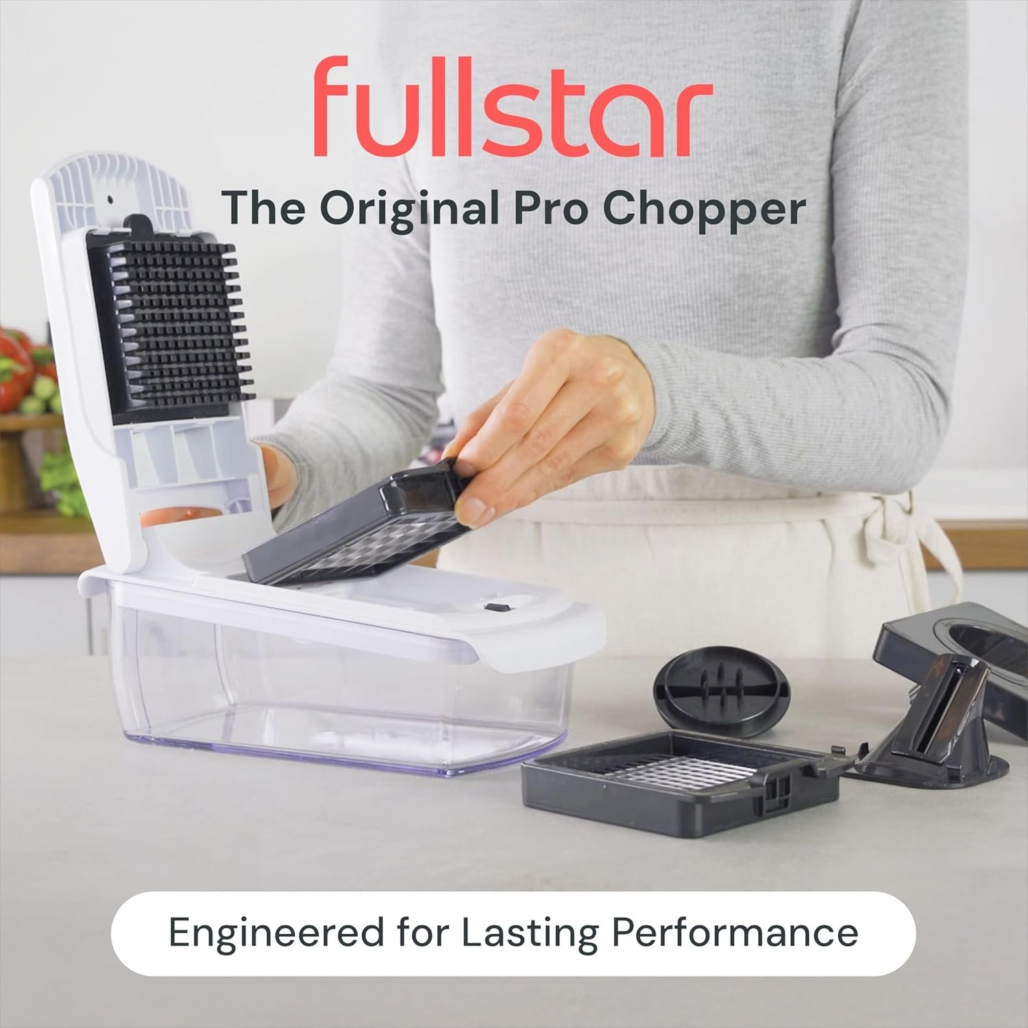 Fullstar Vegetable Chopper & Cutter - Slicer Dicer Spiralizer with Container for Food Veggie Onion Cucumber Tomato Salad Potato French Fry - Kitchen Essentials & Gadgets (PRO 4-in-1, White) - Image 2