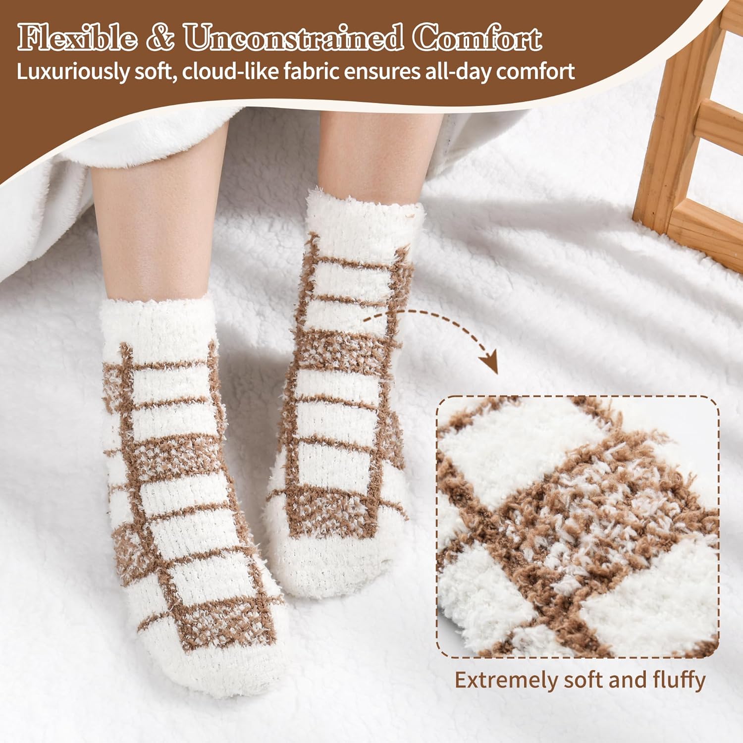 MARTIZA Womens Fuzzy Socks,6 Pairs Cozy Plush Fluffy Slipper Warm Soft Sleep Socks for Women Men Gifts - Image 5