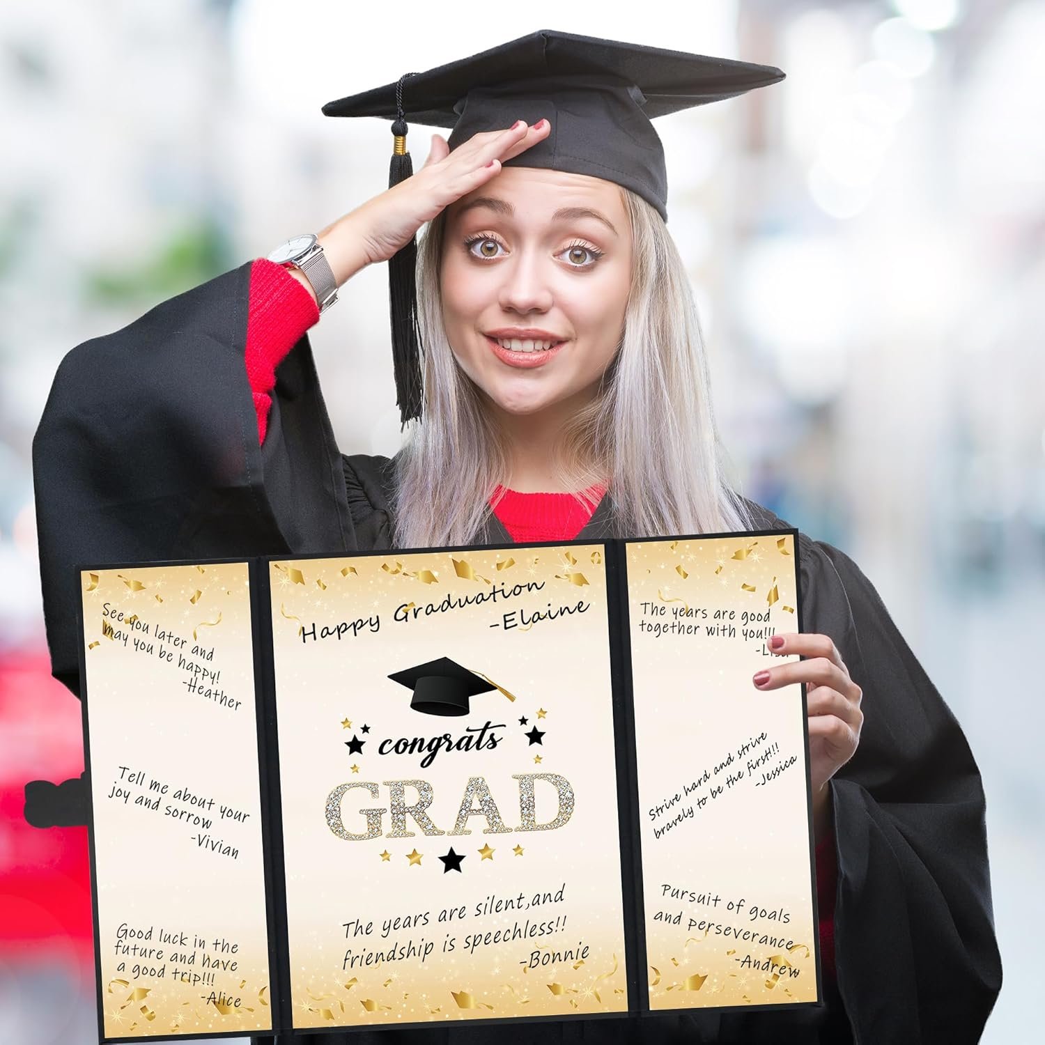 Vlipoeasn Black Gold 2026 Graduation Guest Book Alternative, Class of 2026 Graduation Party Decorations, Graduation Signature Book for 2026 College High School, Unique Graduation Gifts for Friends - Image 3
