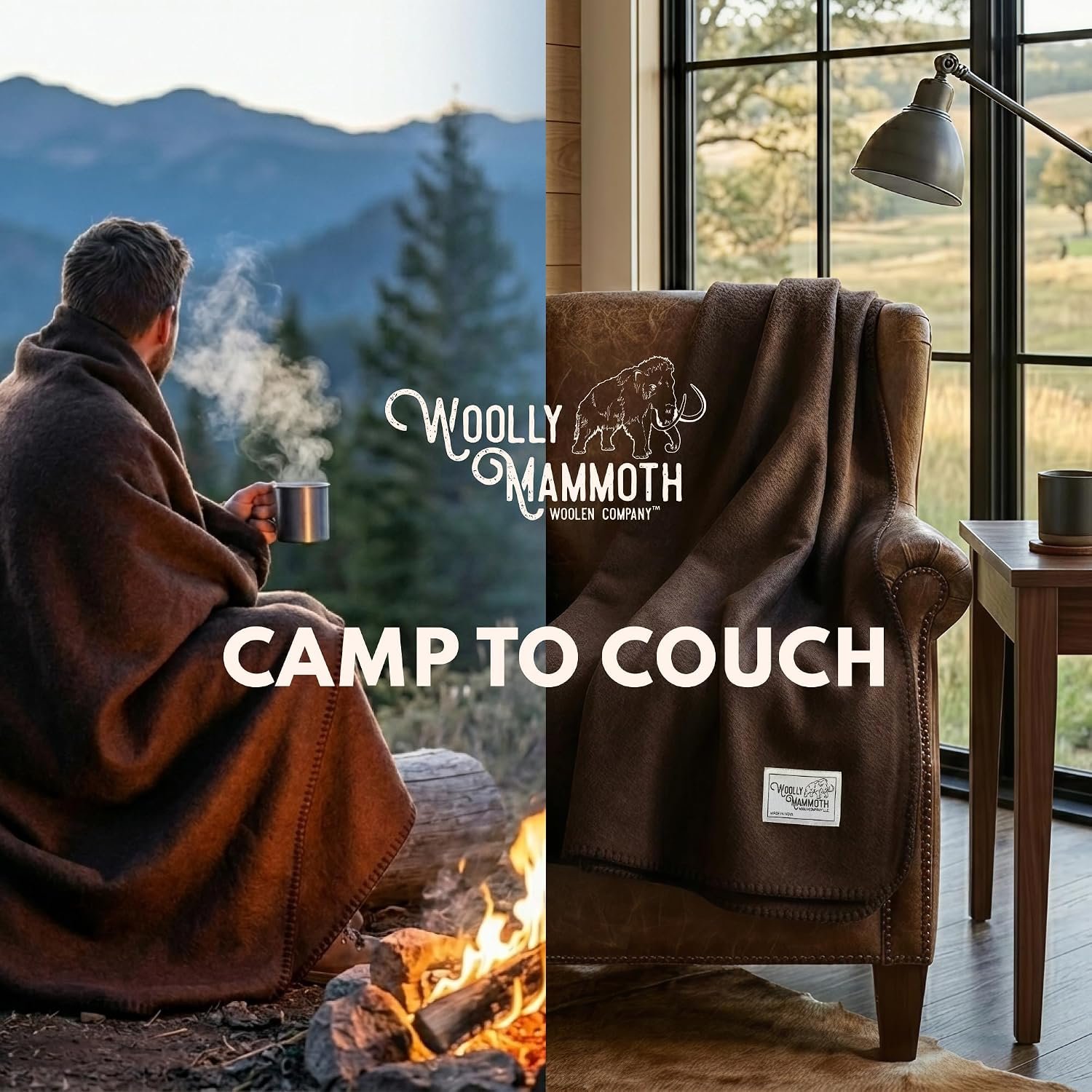 Woolly Mammoth Woolen Co. | Extra Large Merino Wool Camp Blanket | Perfect Outdoor Gear | for Bushcraft, Camping, Trekking, Hiking, Survival, or Throw Blanket at the Cabin (Bark), 66" x 90" - Image 9