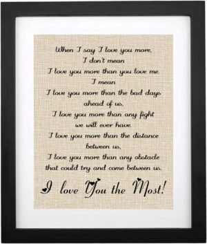 I Love You The Most Burlap Print Wi...