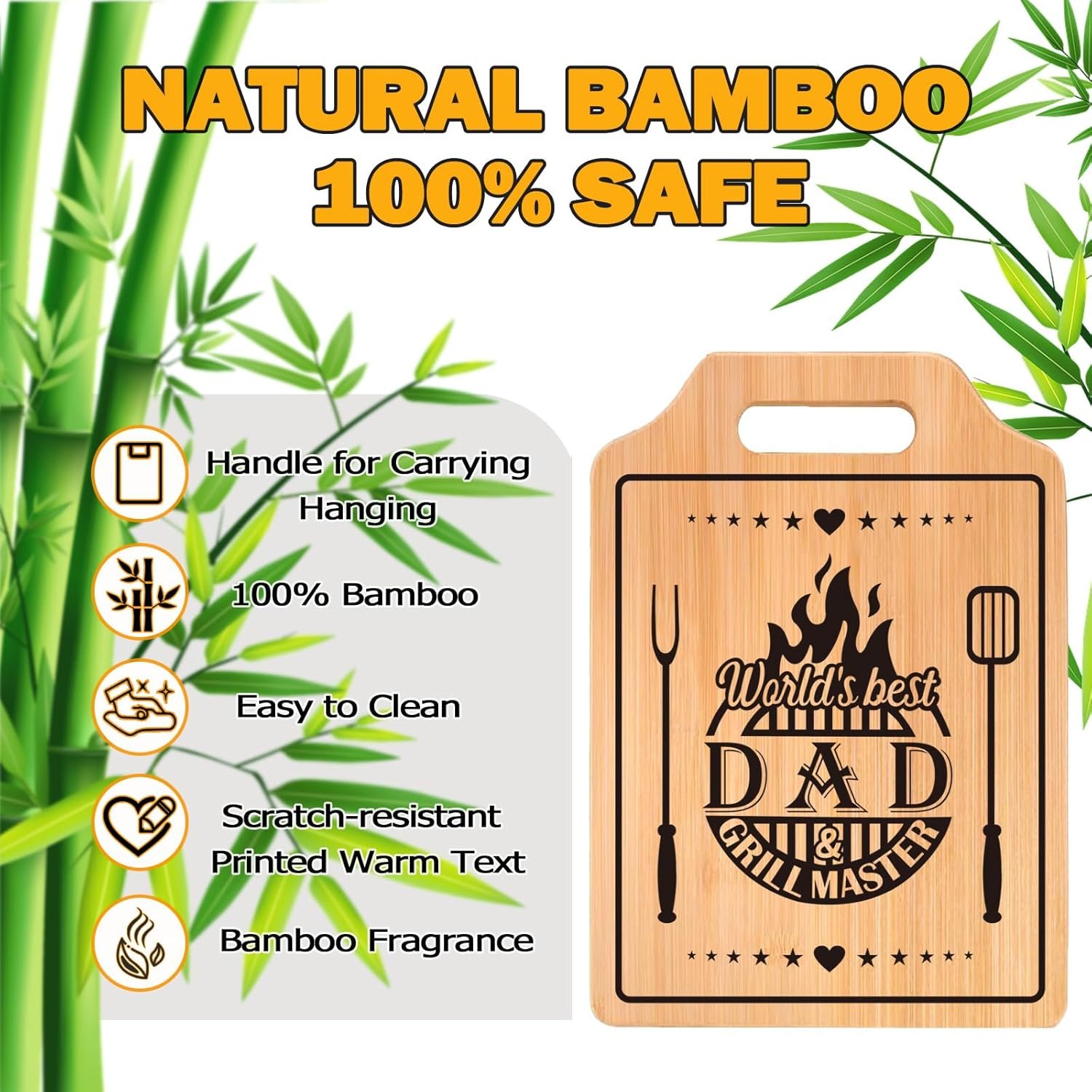 Fathers Day Gift Ideas, Gift for Dad from Daughter Son, Bamboo Cutting Board 31 * 22 * 1cm, Best Dad Ever Gift Fathers Day Xmas Gift Stocking Stuffers for Men - Image 3