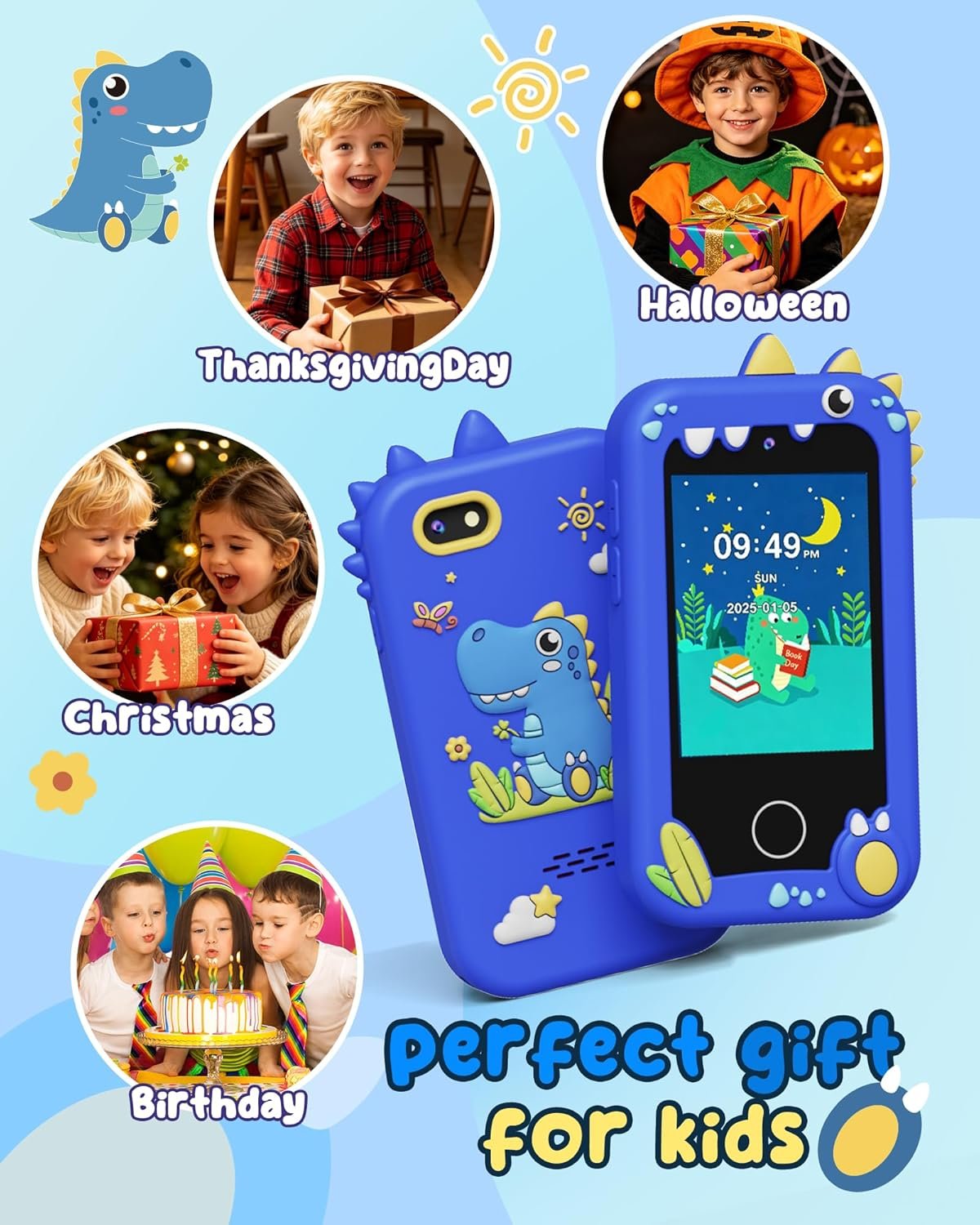 UCIDCI Kids Smart Phone Toys for Girls Ages 3-7 with Dual Camera - Kids Phone with Learning Games, Travel Toys with MP3 Music Player for Christmas, Birthday Gifts for 3 4 5 6 7 Year Old Boys - Image 9