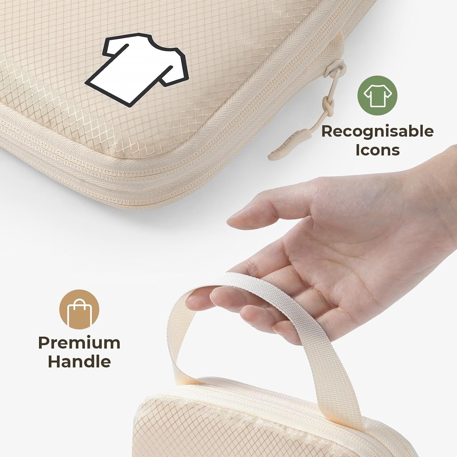 Samfolk Compression Packing Cubes for Suitcases, Ultralight Packing Cubes for Backpack Waterproof Luggage Packing Organizers Expandable Packing Cubes for Travel Accessories and Essentials 8 Set Beige - Image 4