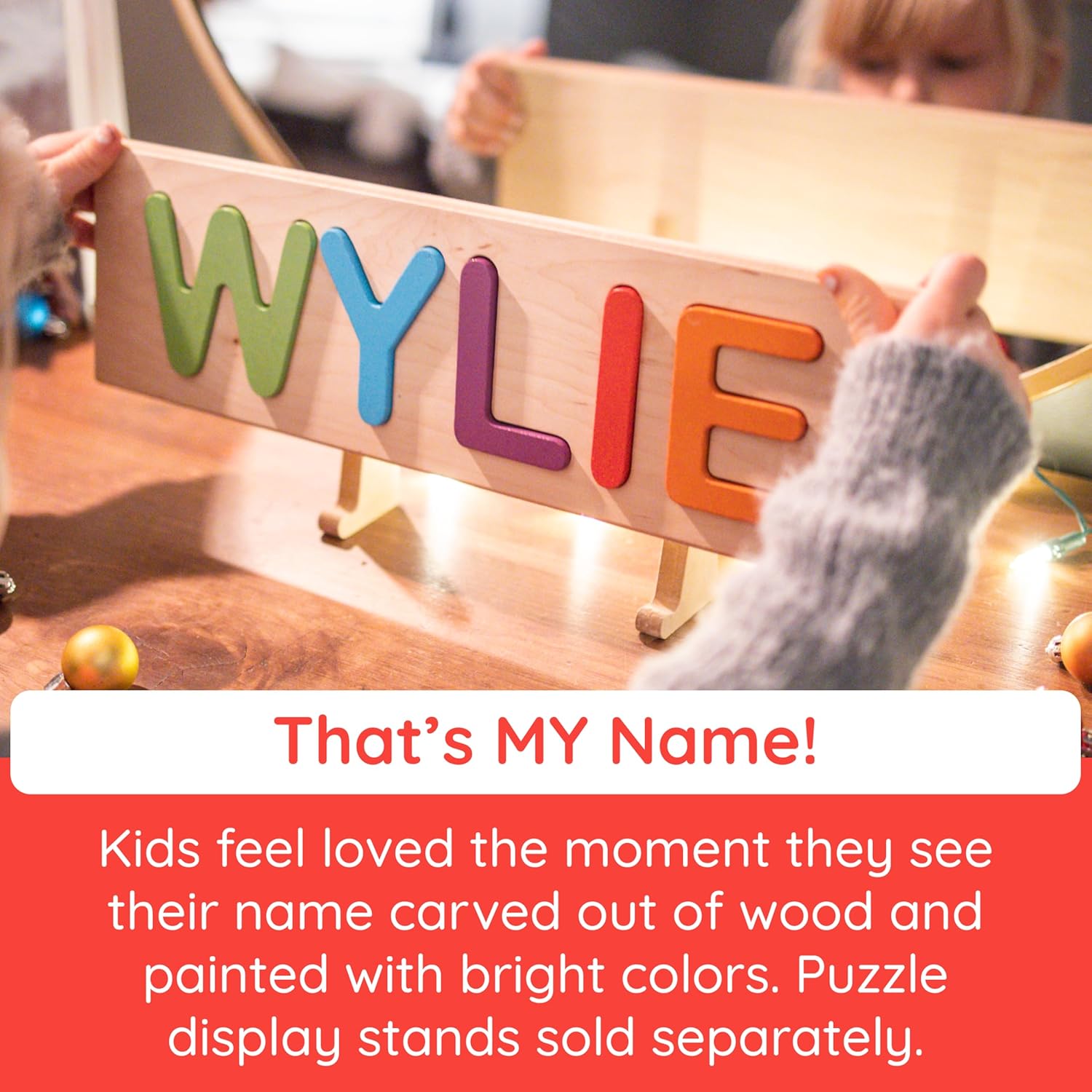 Fat Brain Toys Fat Brain Toys Wooden Personalized Name Puzzles for Toddlers 1-3+, Custom Puzzles, Flat Rate up to 9 Letters - Image 4