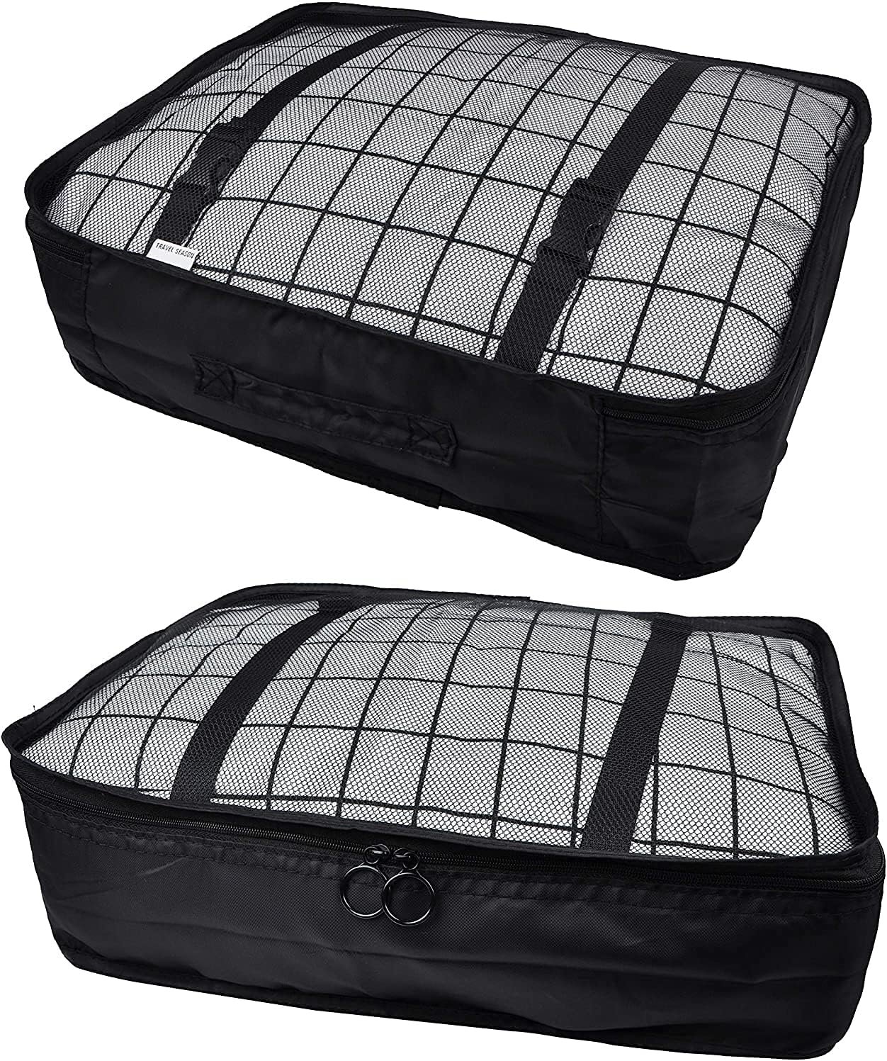 8 Set Packing Cubes - Waterproof Mesh Travel Luggage Packing Organizer with Shoes Bag(Black) - Image 4