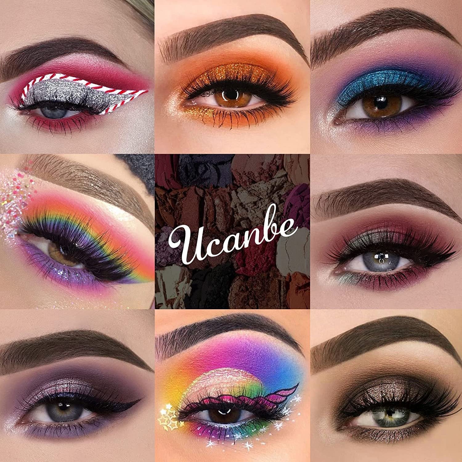 UCANBE 86 Colors Nude Eyeshadow Palette with 15pcs Makeup Brushes Set, Matte Glitter Long Lasting Highly Pigmented Waterproof Colorful Eye Shadow Contour Blush Powder Highlighter All in One - Image 4