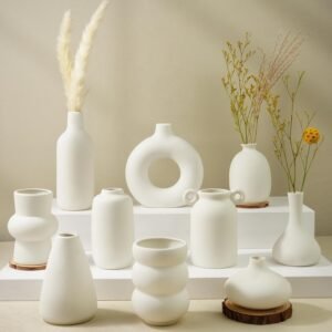 Small White Ceramic Vase Set of 10 ...
